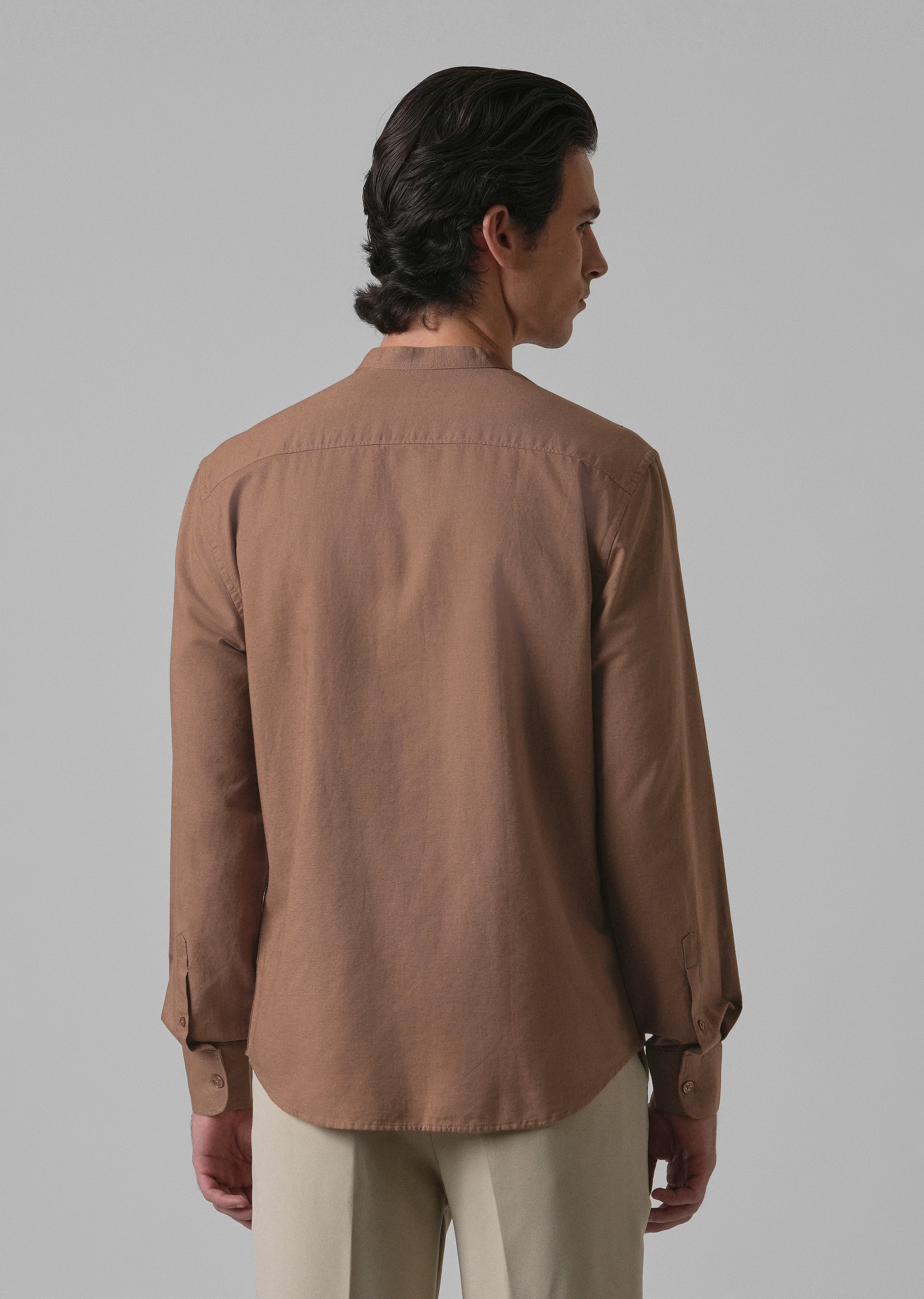 Brown Cotton Linen Shirt - Image 2