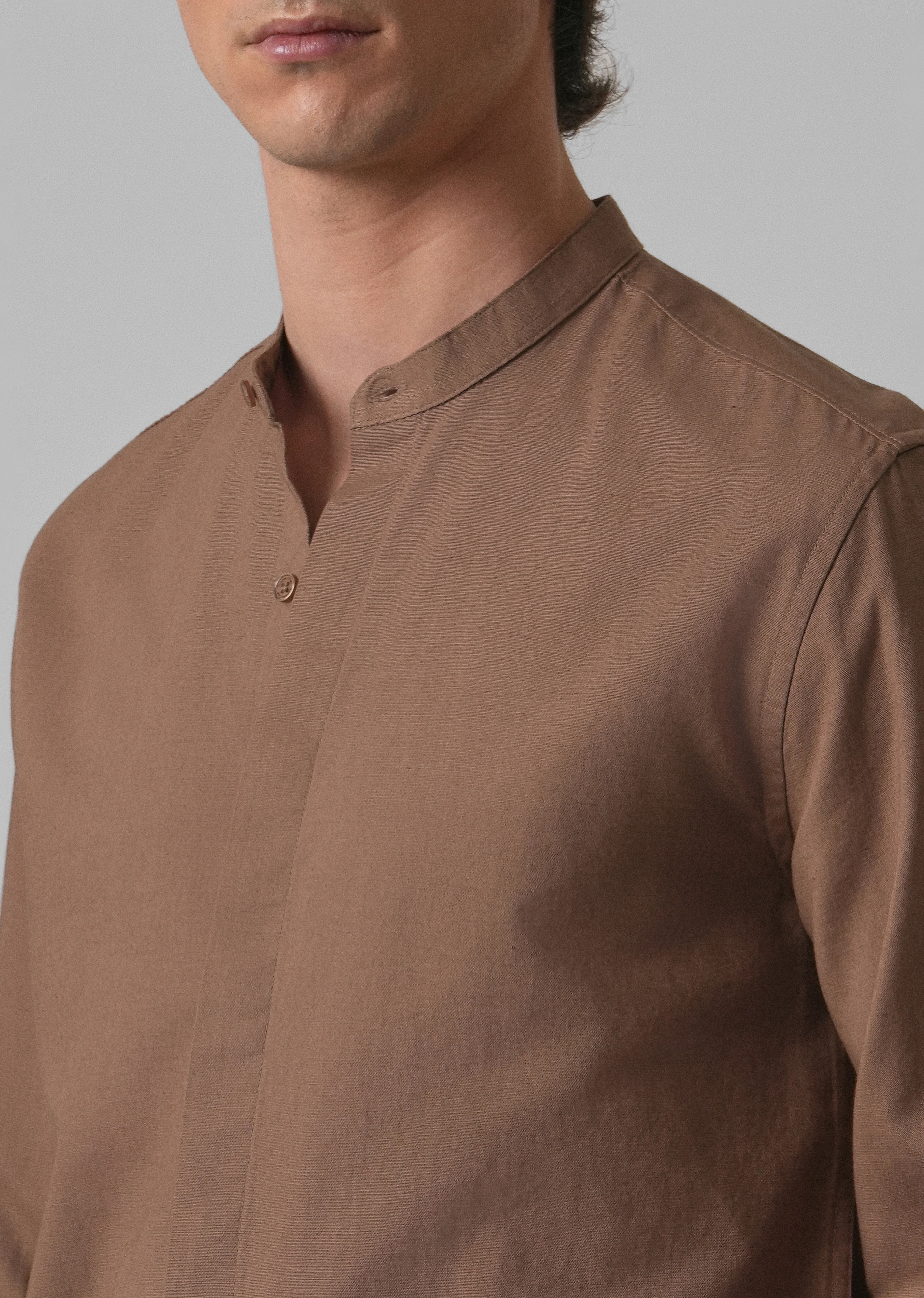 Brown Cotton Linen Shirt - Image 5