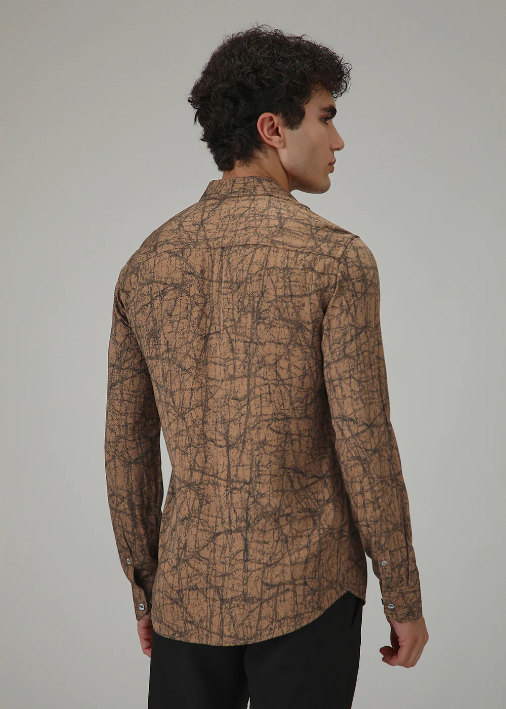Brown Cracked Abstract Printed Shirt - Image 4