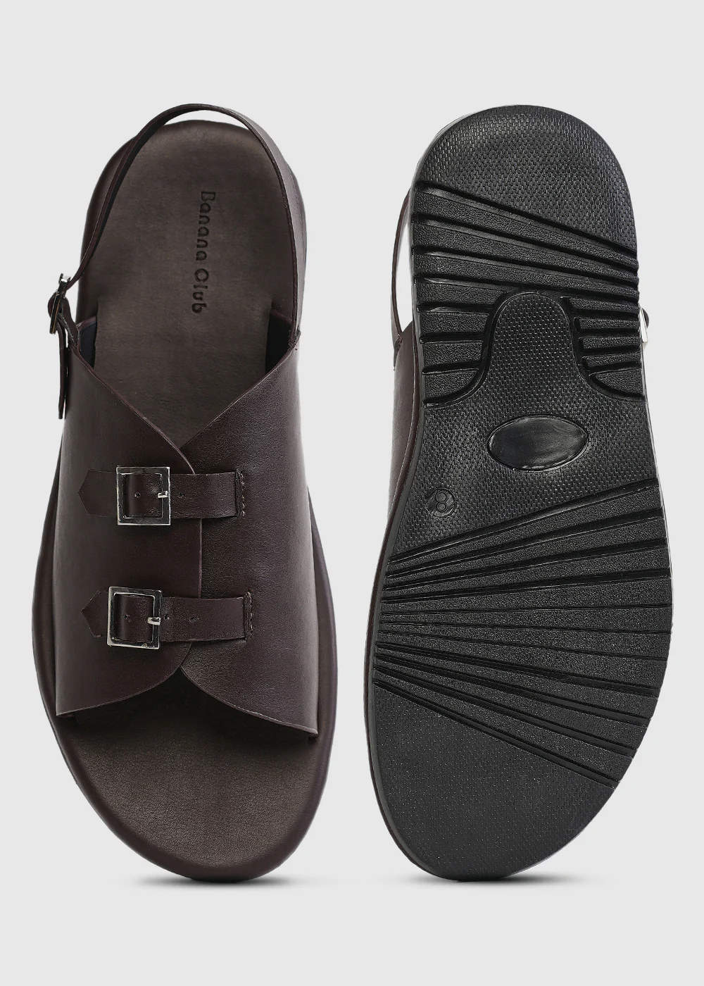 Brown Double Buckle Backstrap Sandals - Image 5