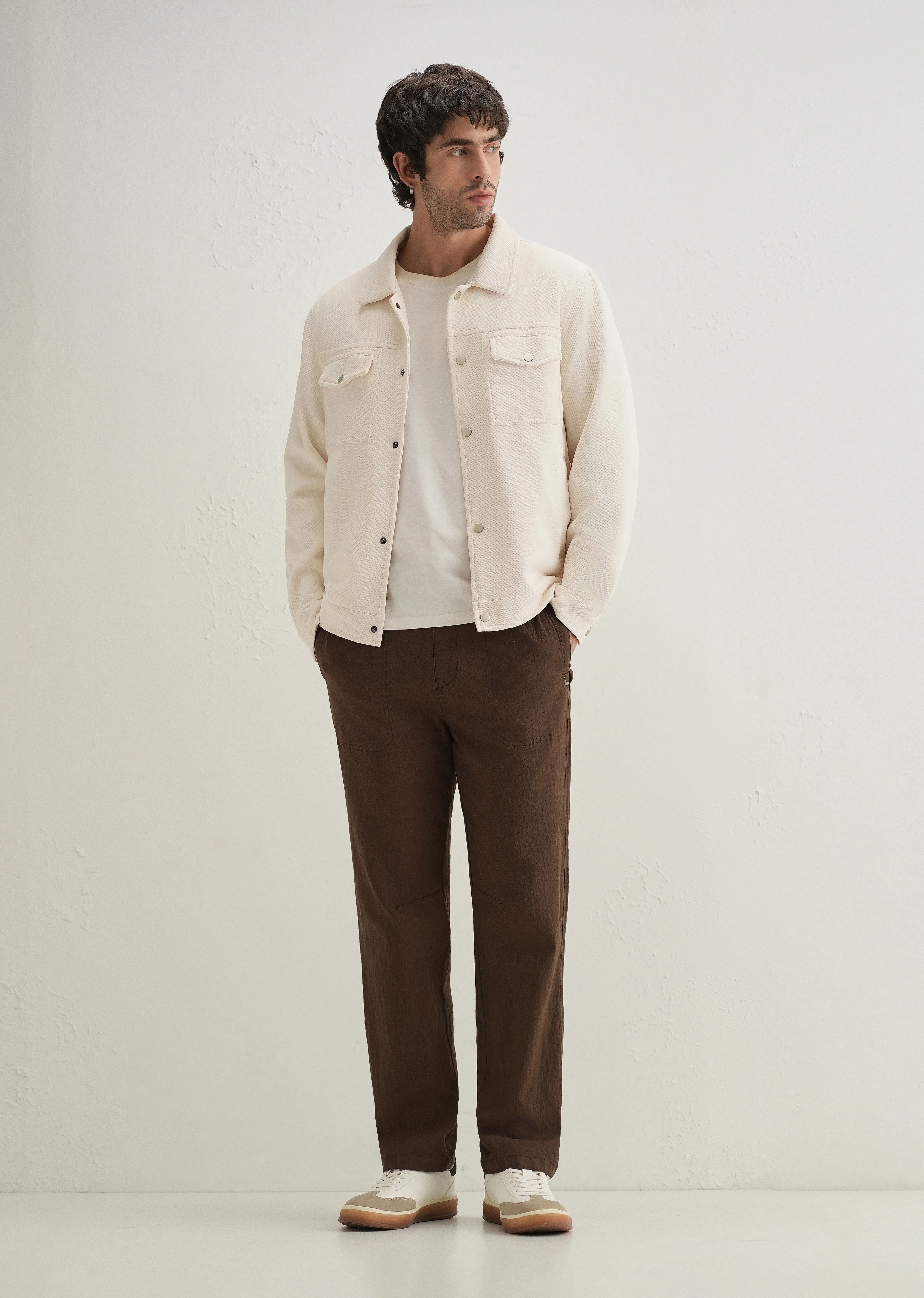 Brown Drawstring Cotton Linen Pant - Image 6