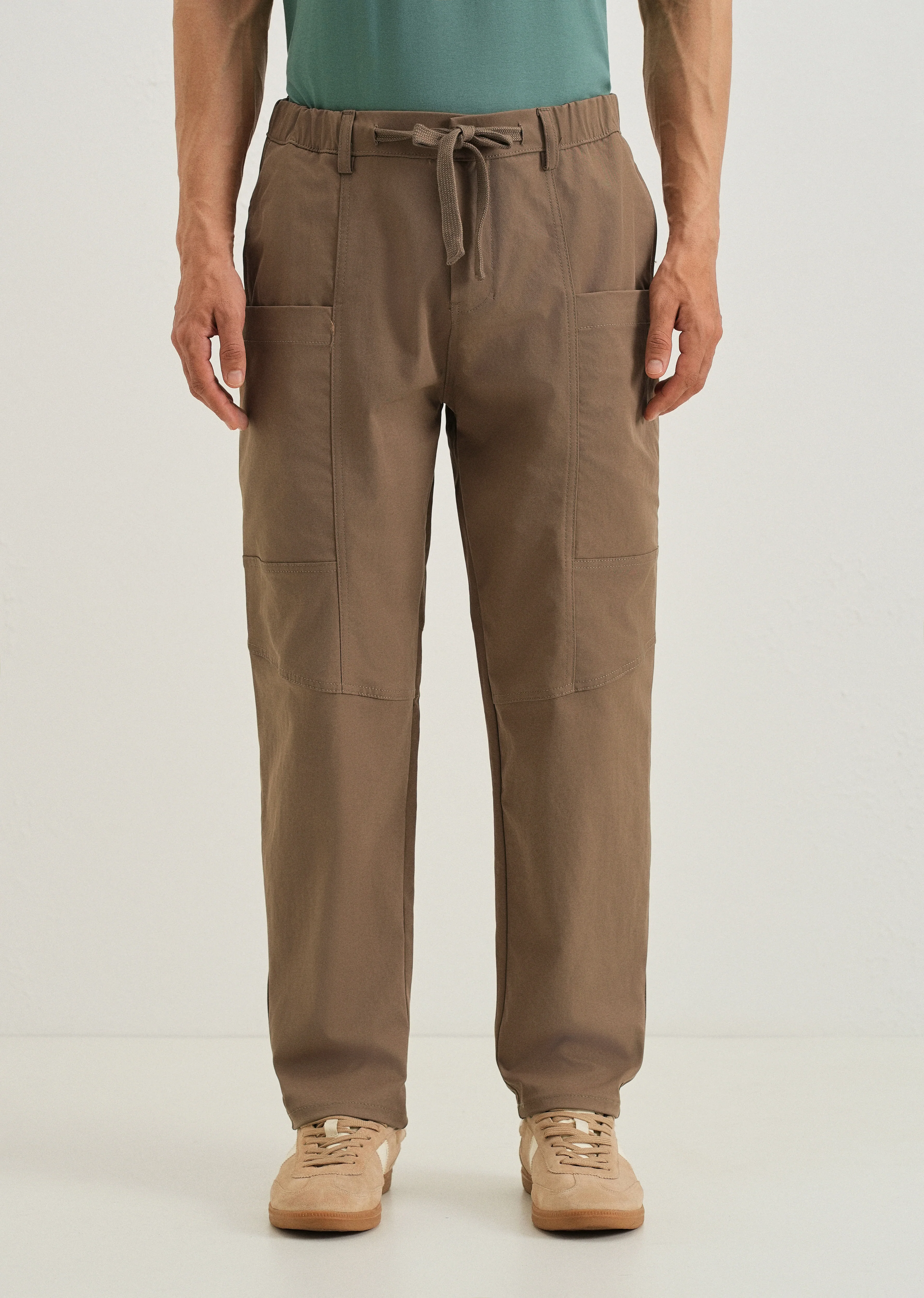 Brown Drawstring Panel Cargo Pant - Image 3