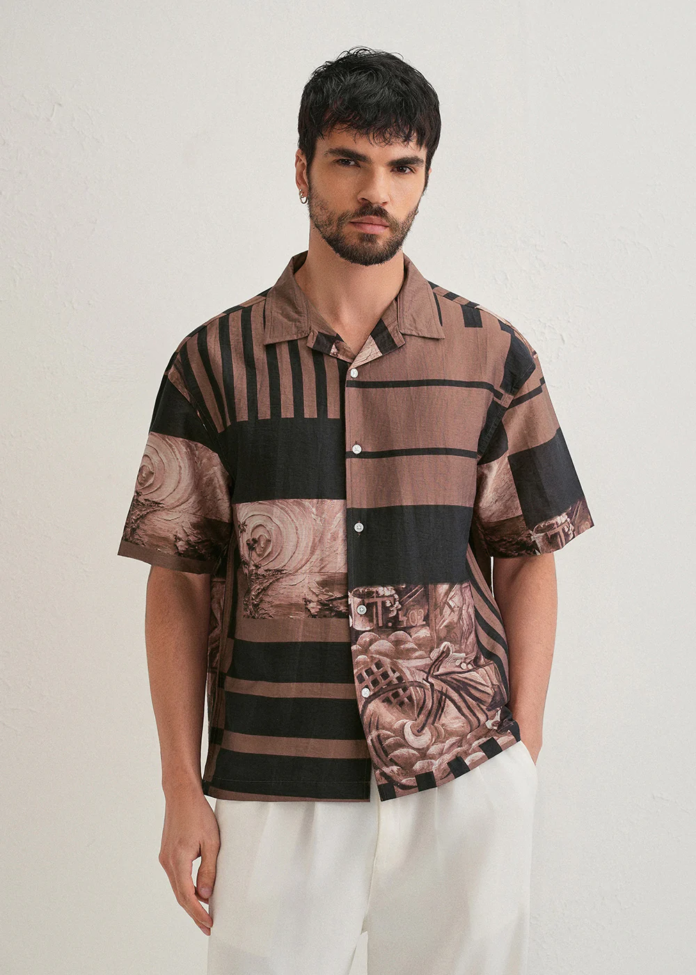 Brown Dual-Tone Printed Shirt - Image 3