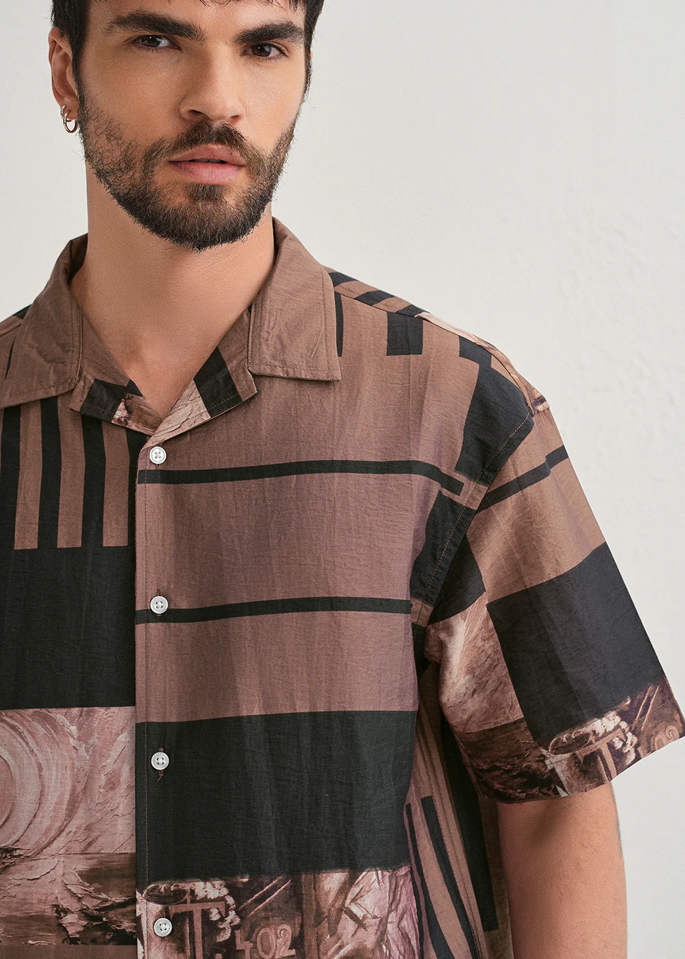 Brown Dual-Tone Printed Shirt - Image 5