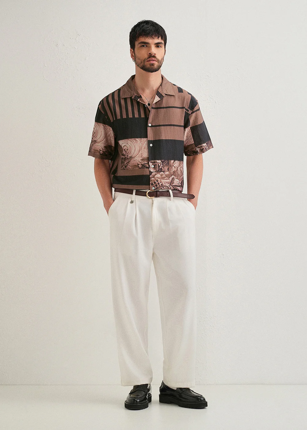 Brown Dual-Tone Printed Shirt - Image 6