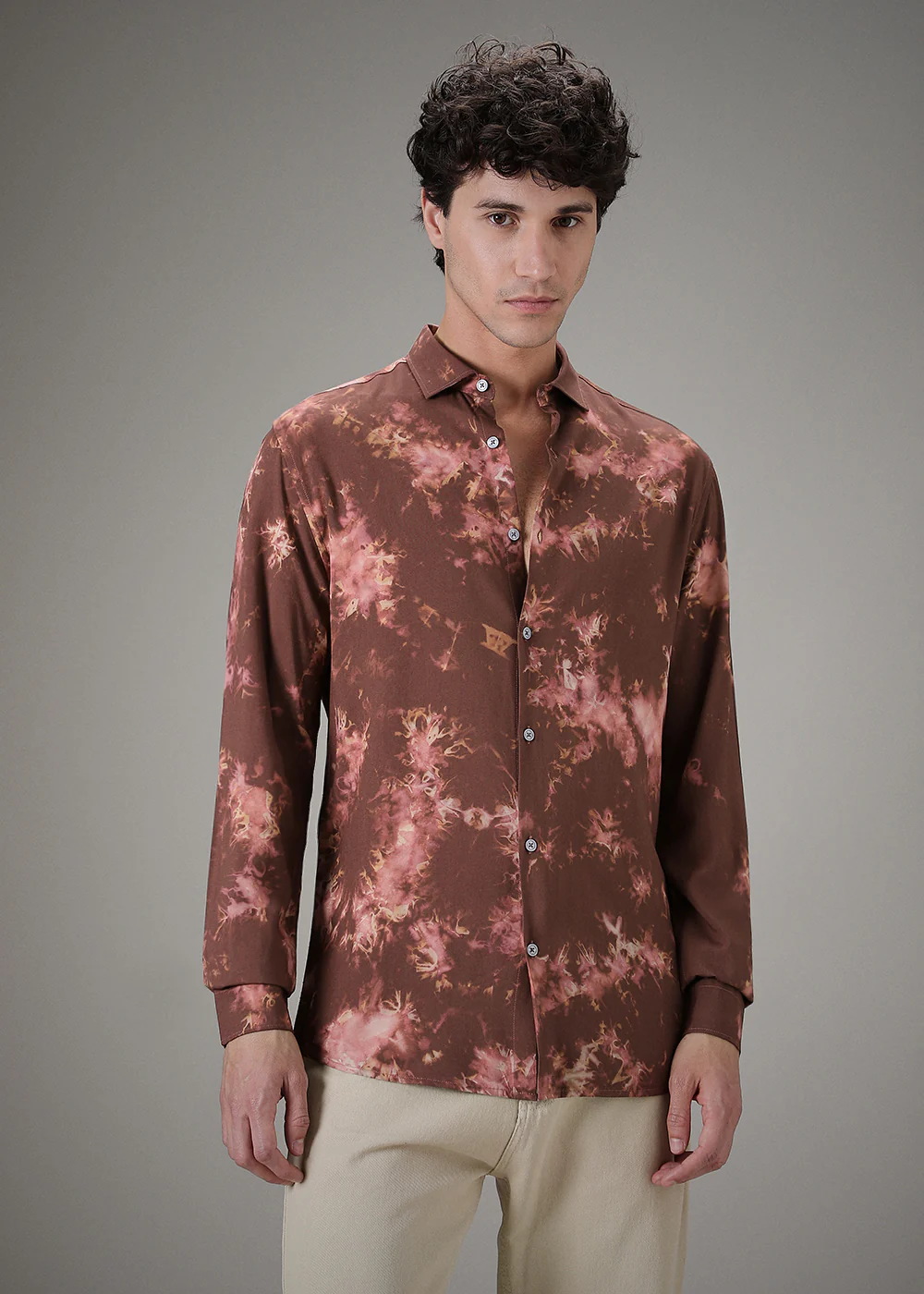Brown Dye Printed Shirt - Image 3