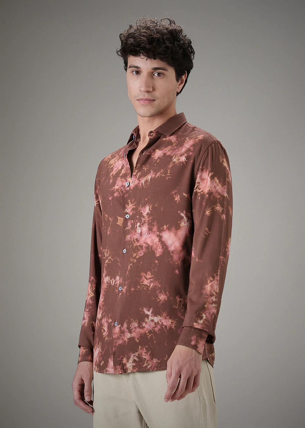 Brown Dye Printed Shirt - Image 5