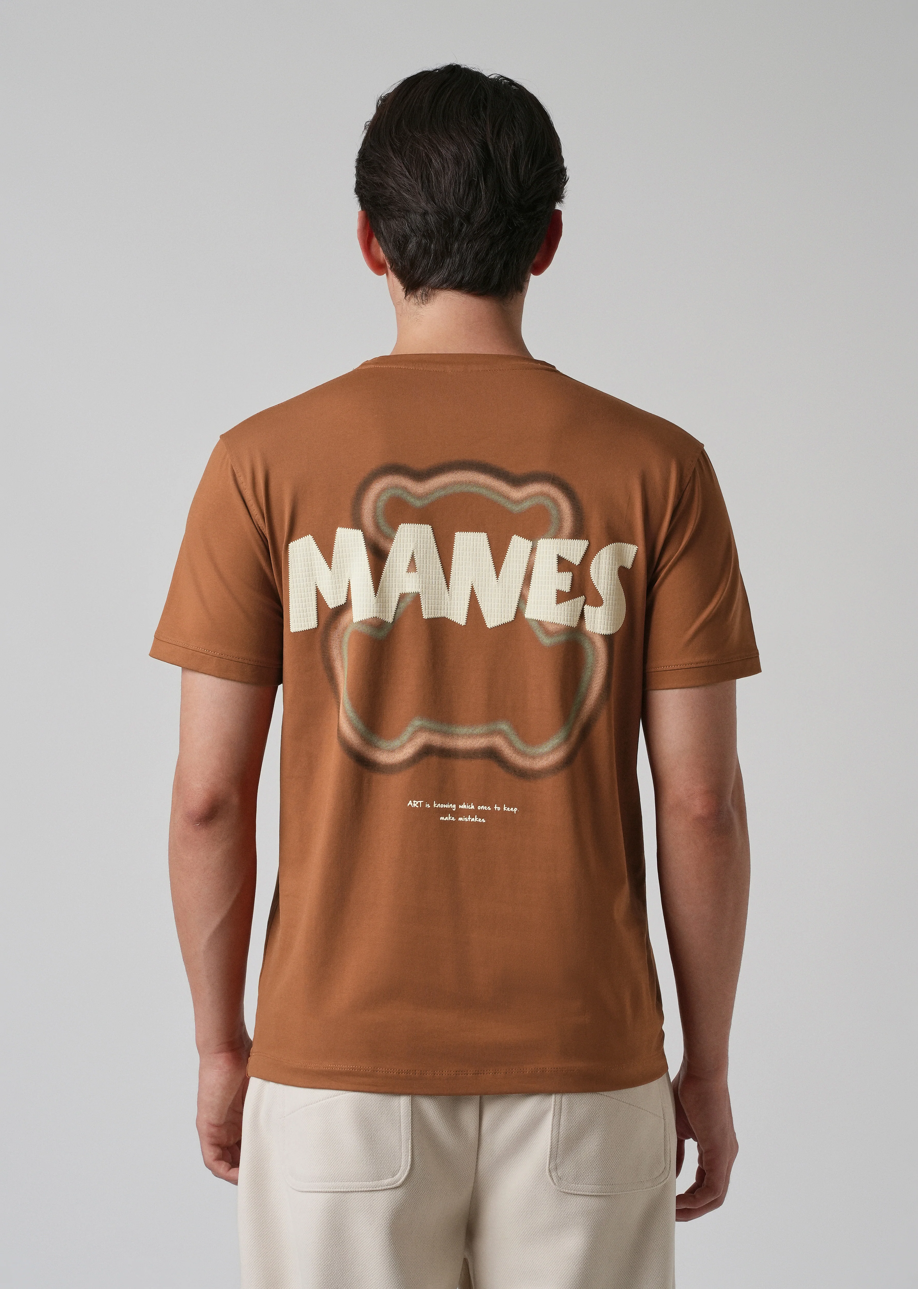Brown Embossed Printed Slim Fit T-shirt - Image 2