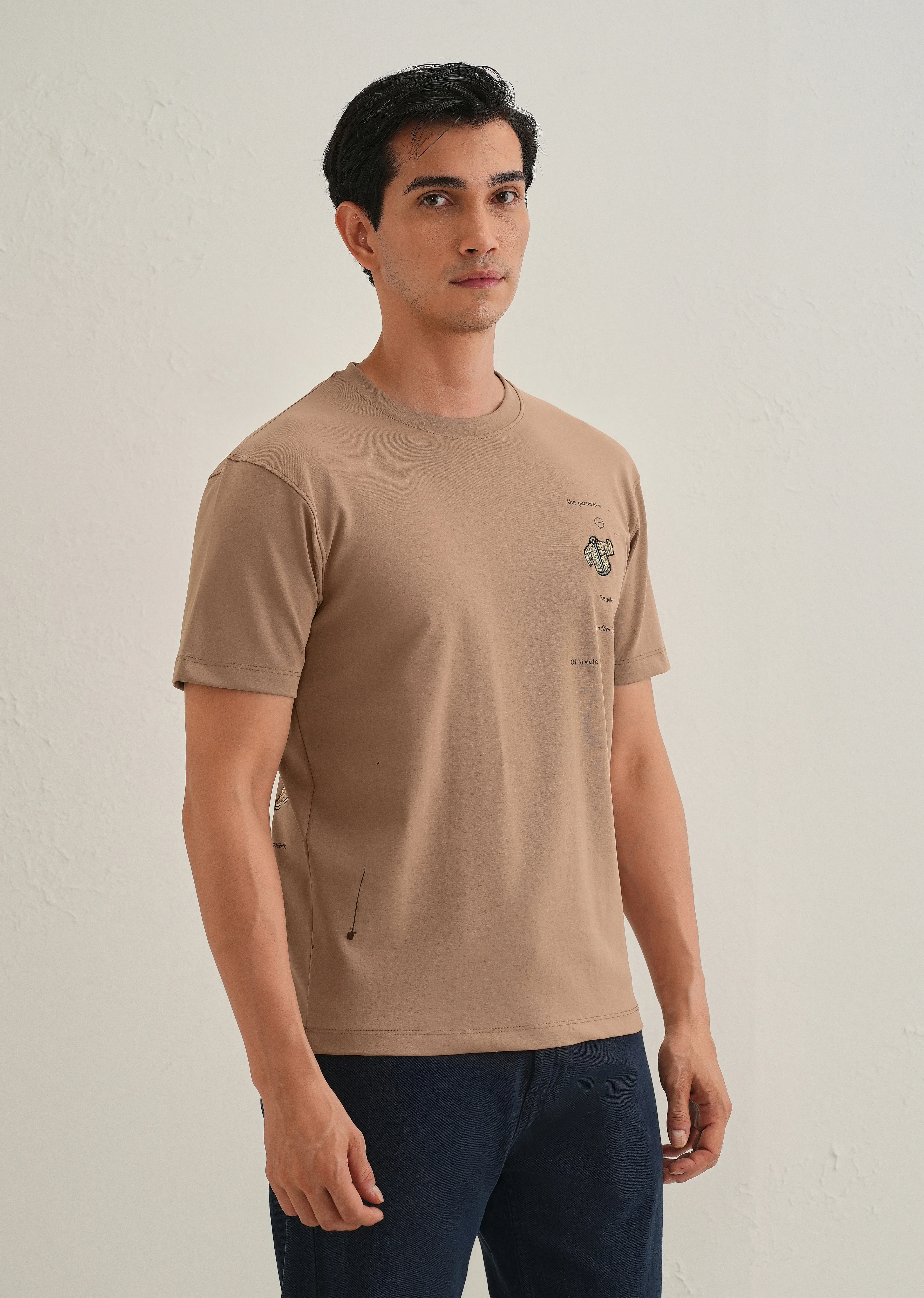 Brown Embroidered Regular Fit T-Shirt - Image 5