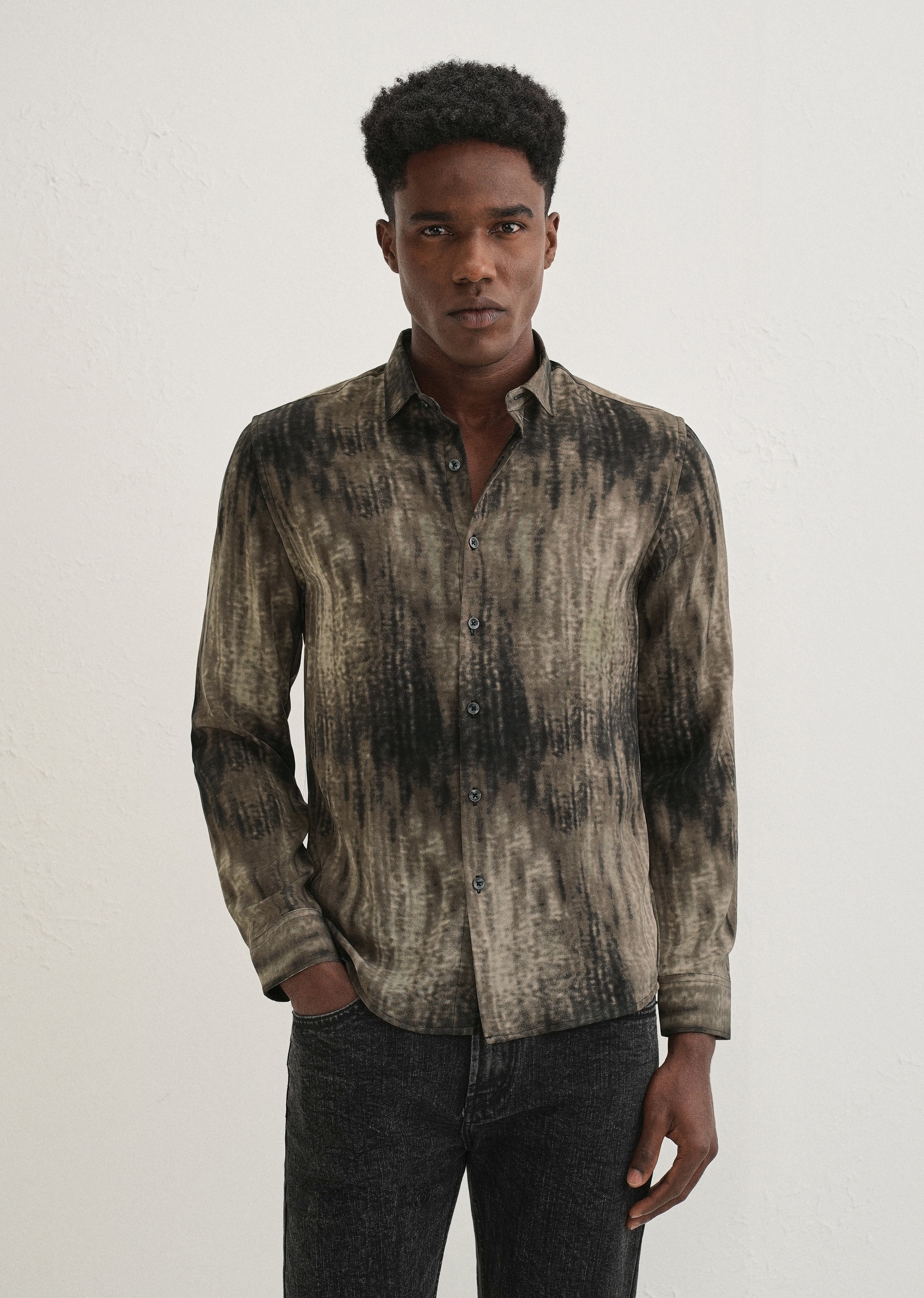 Brown Fade Abstract Printed Shirt - Image 3