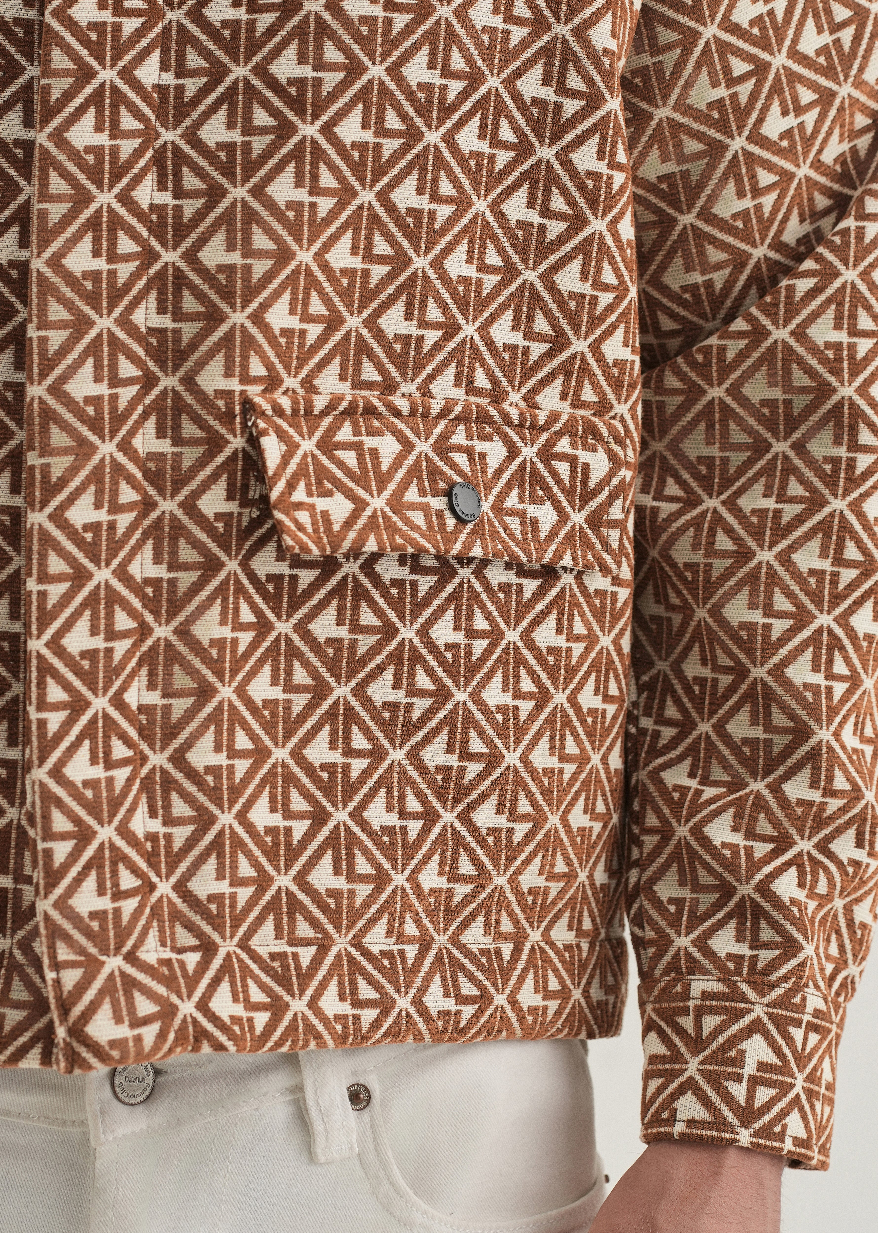 Brown Geometric Pattern Shacket - Image 2