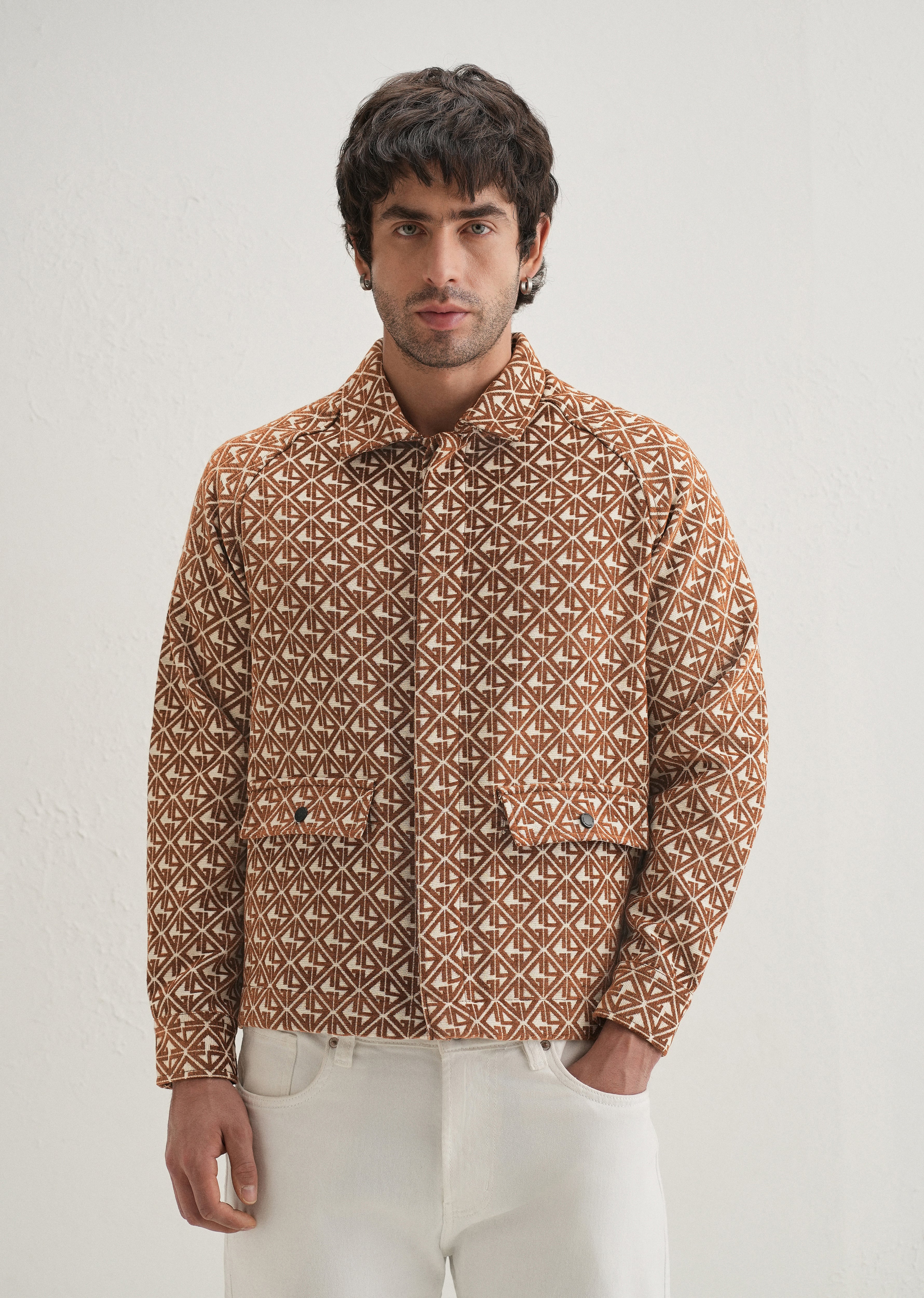 Brown Geometric Pattern Shacket - Image 4