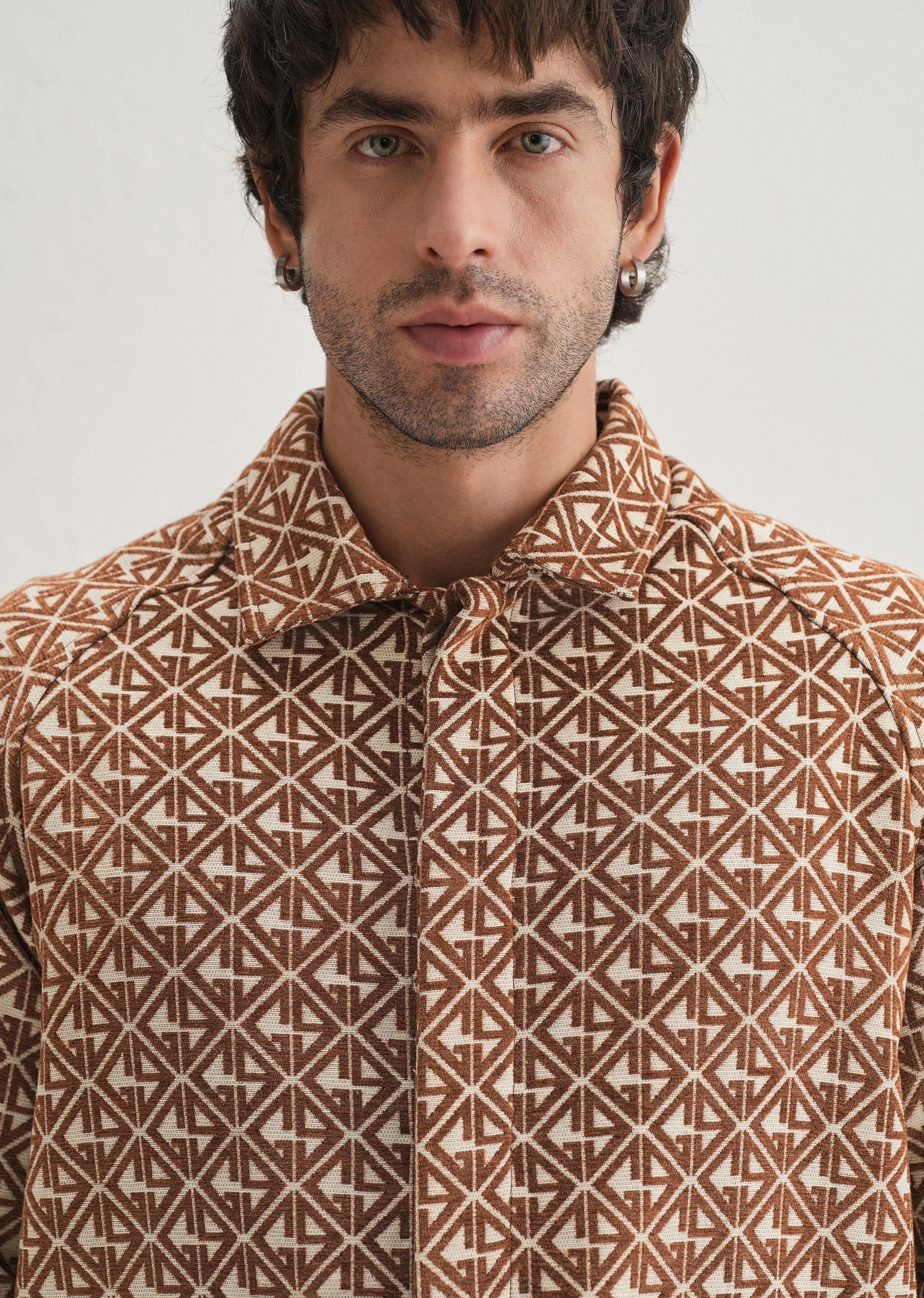 Brown Geometric Pattern Shacket - Image 6