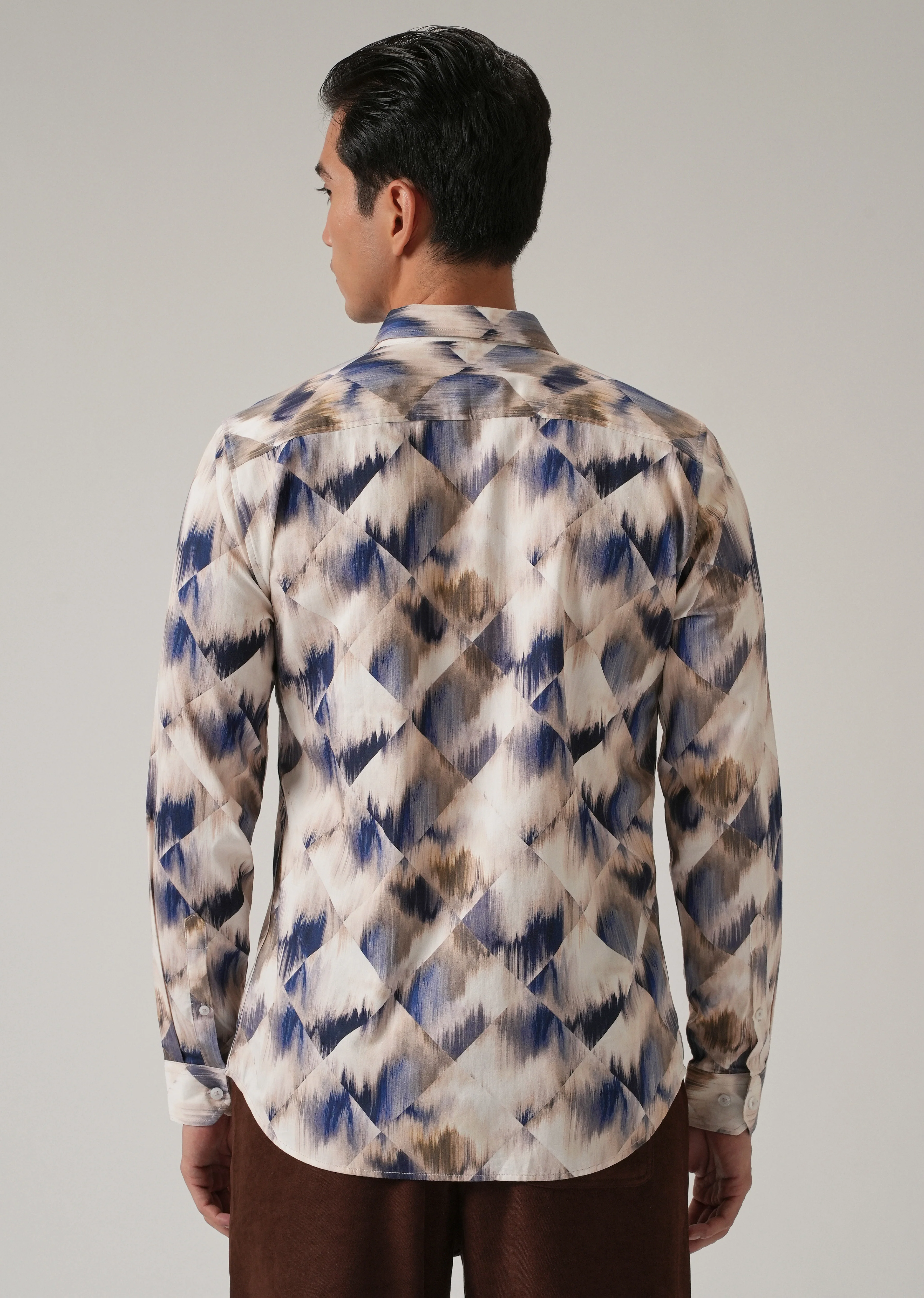 Brown Geometric Print Shirt - Image 2