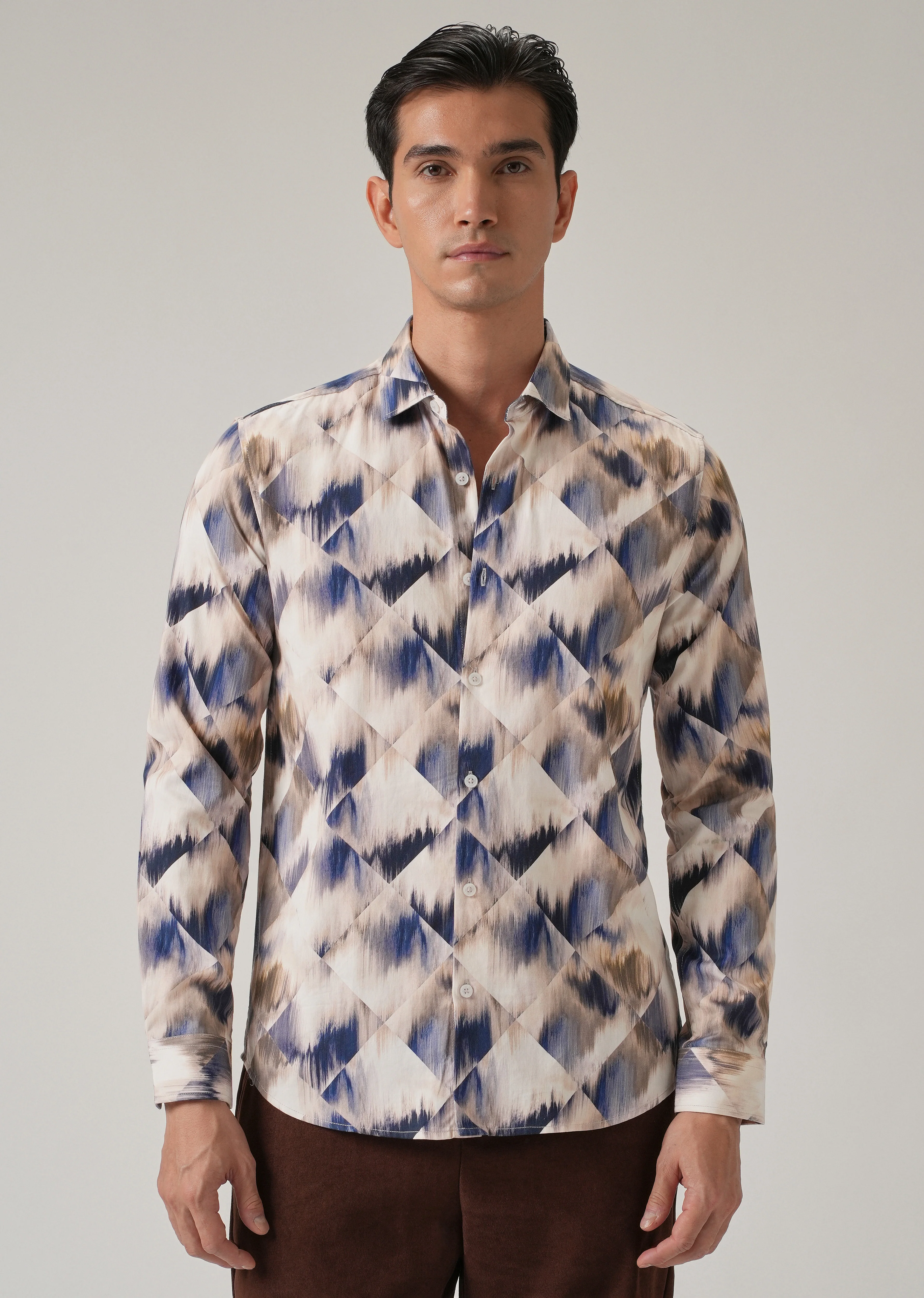 Brown Geometric Print Shirt - Image 3