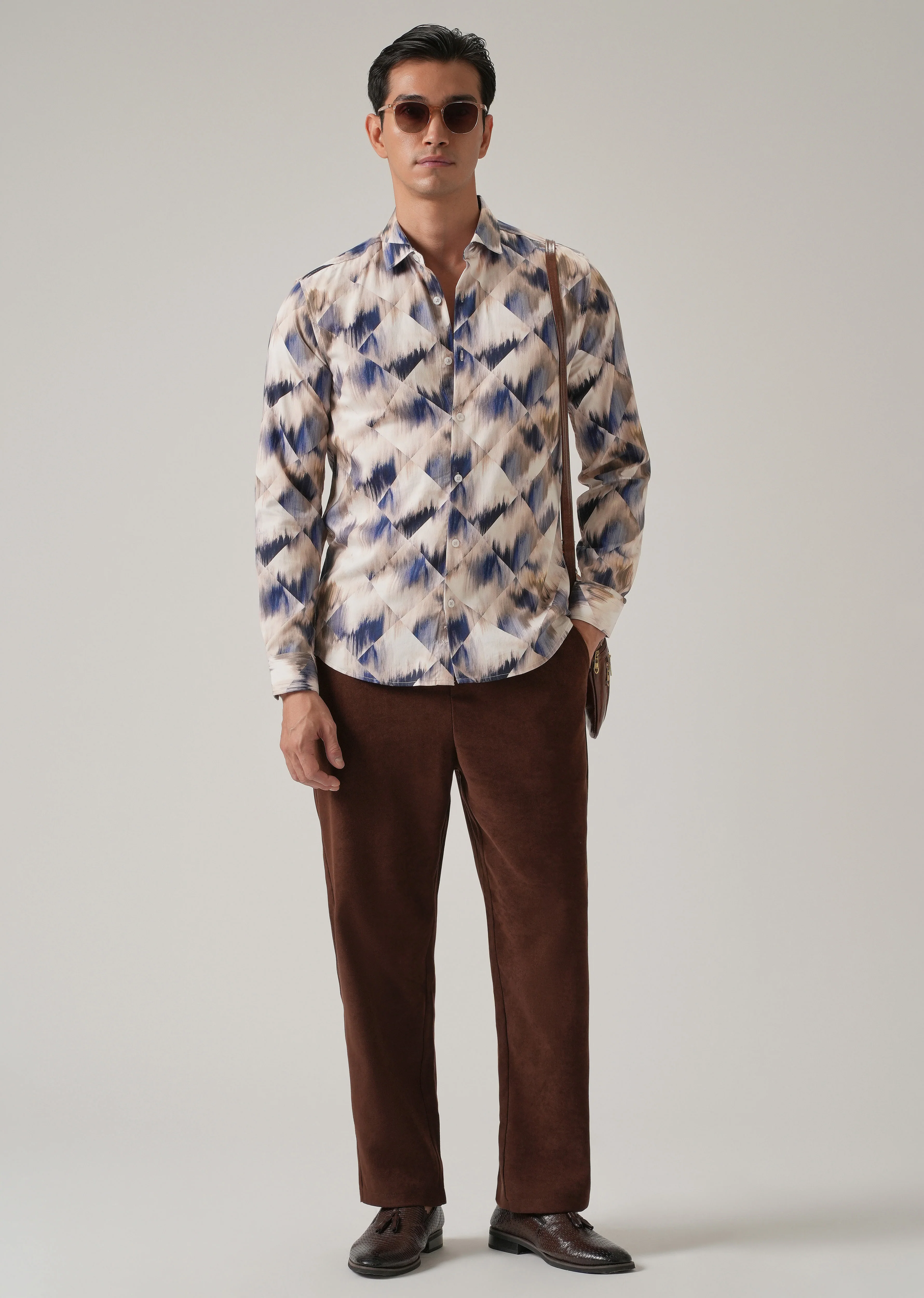 Brown Geometric Print Shirt - Image 6