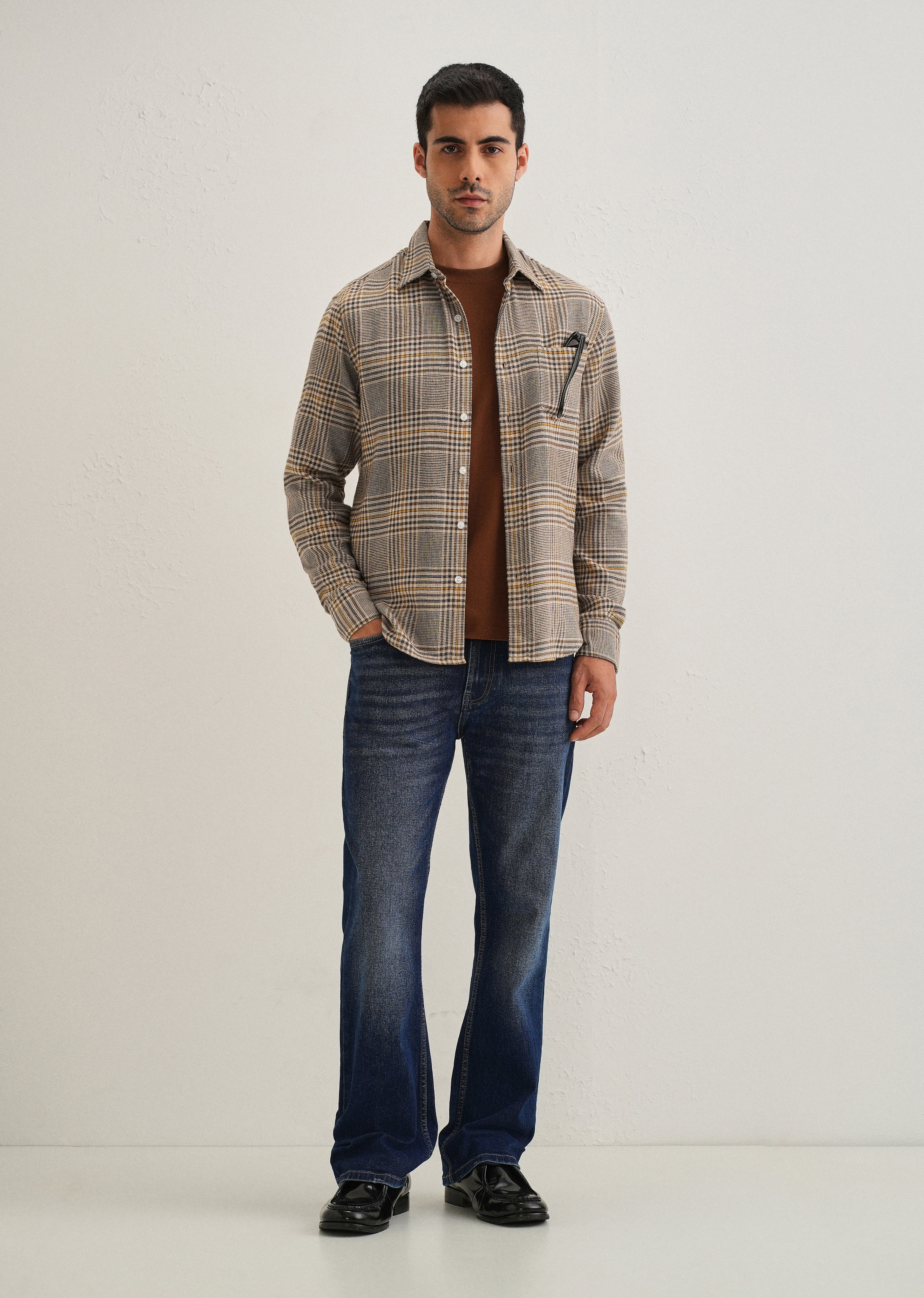 Brown Glen Plaid Check Shirt - Image 7