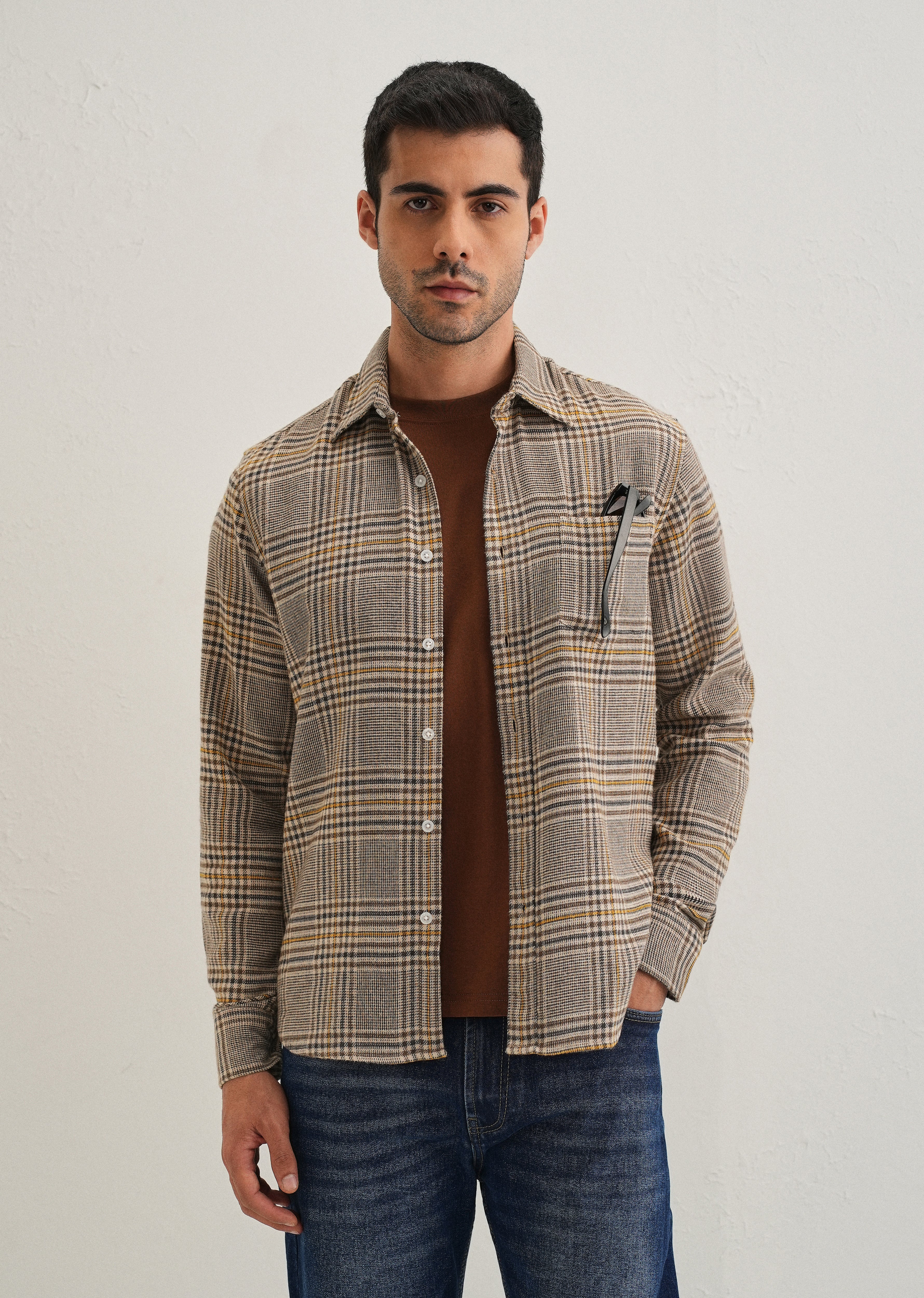 Brown Glen Plaid Check Shirt - Image 8