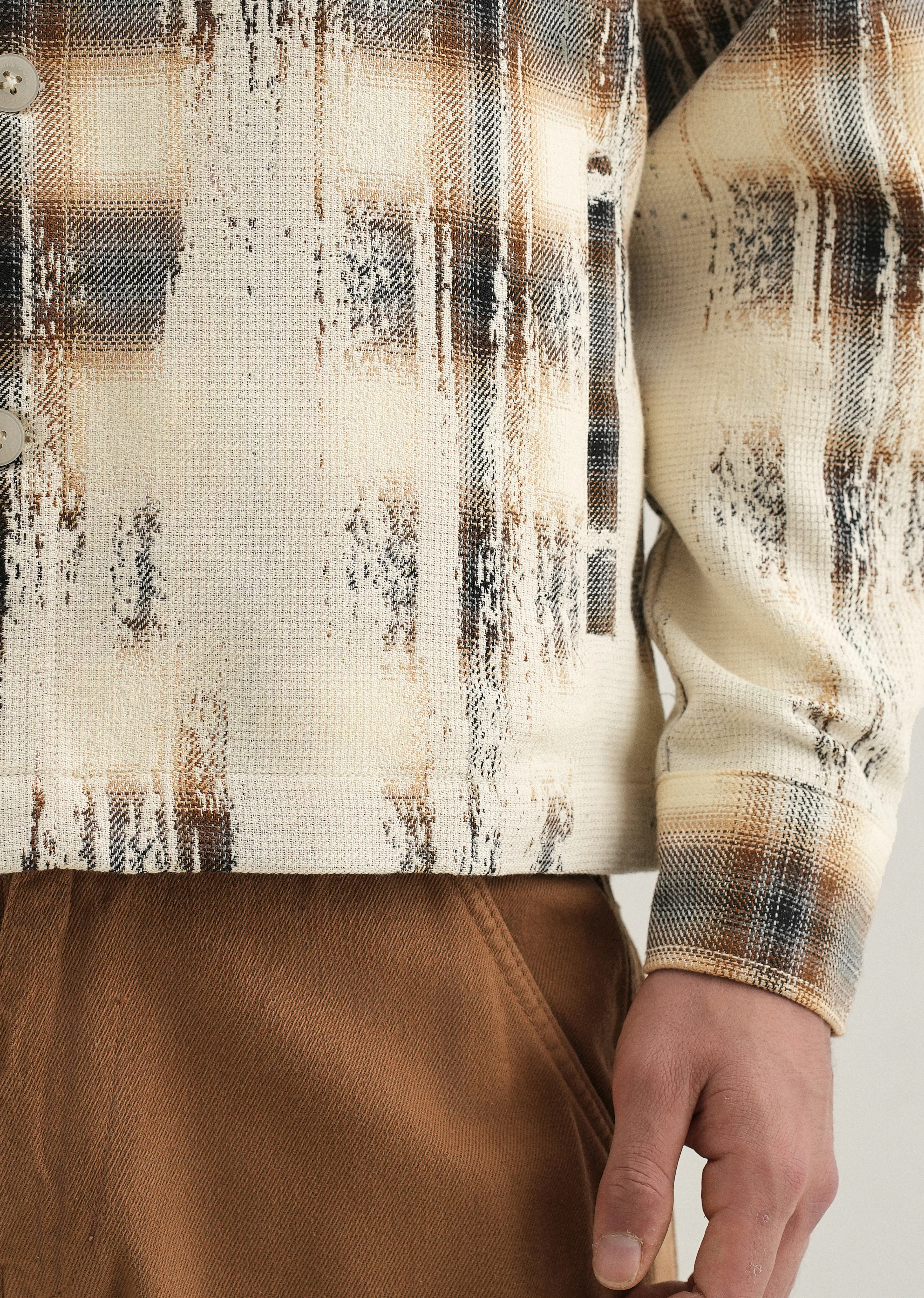 Brown Gradient Grunge Check Shacket - Image 2