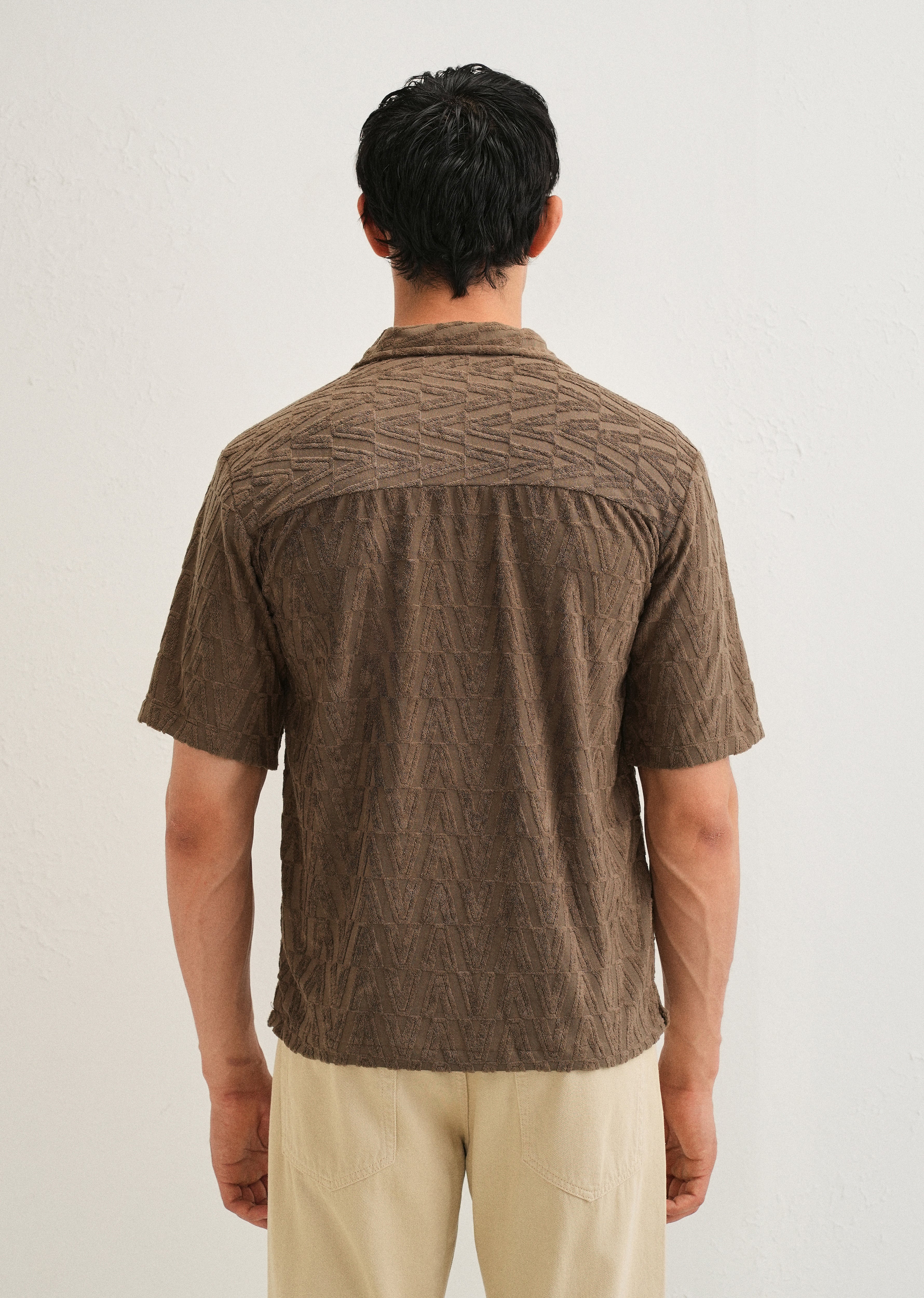 Brown Jacquard Knitted Shirt - Image 2