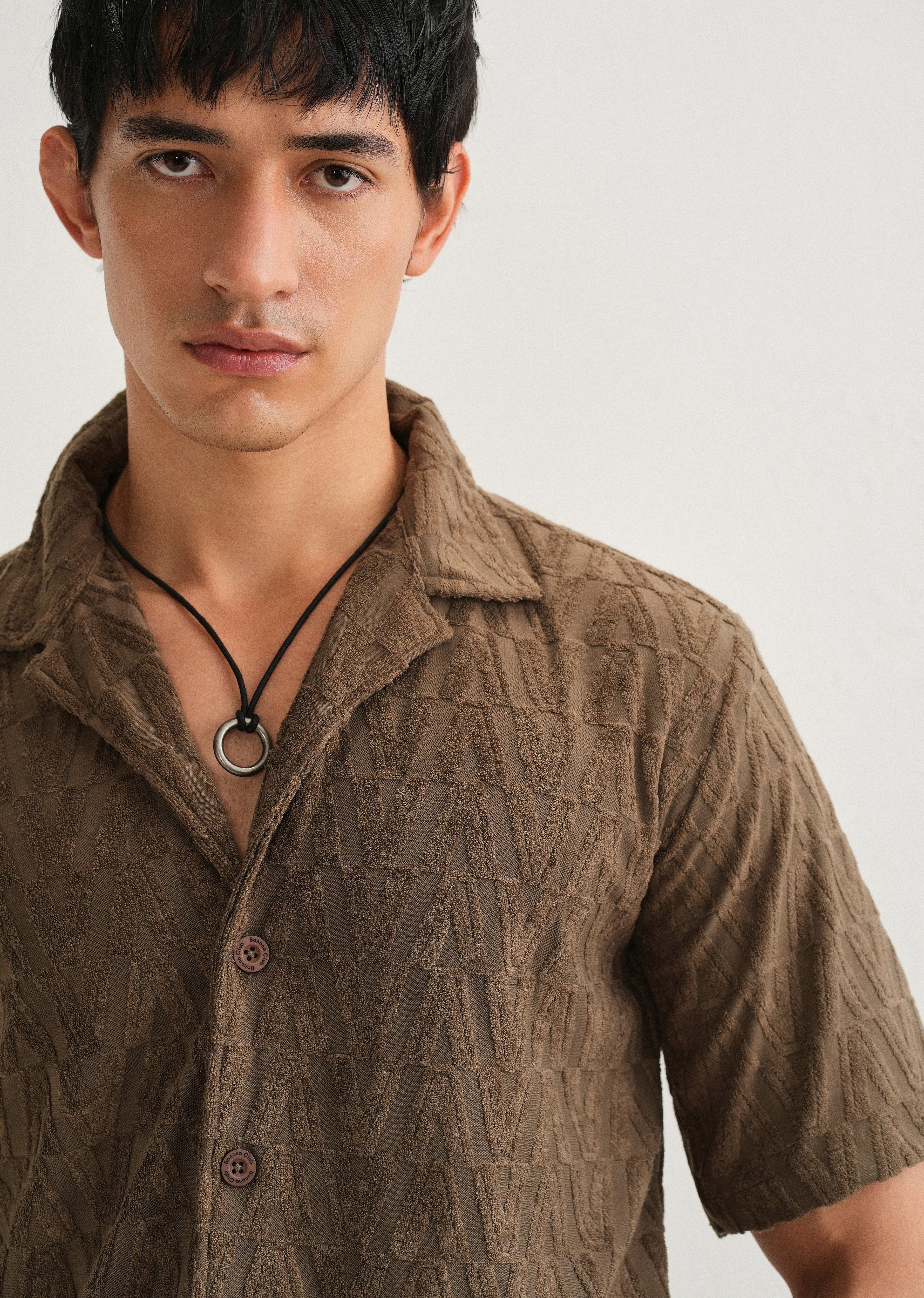 Brown Jacquard Knitted Shirt - Image 5
