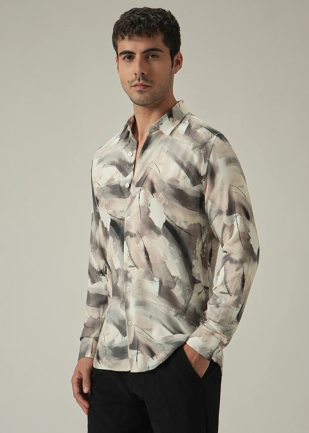 Brown Monochrome Print Shirt - Image 4