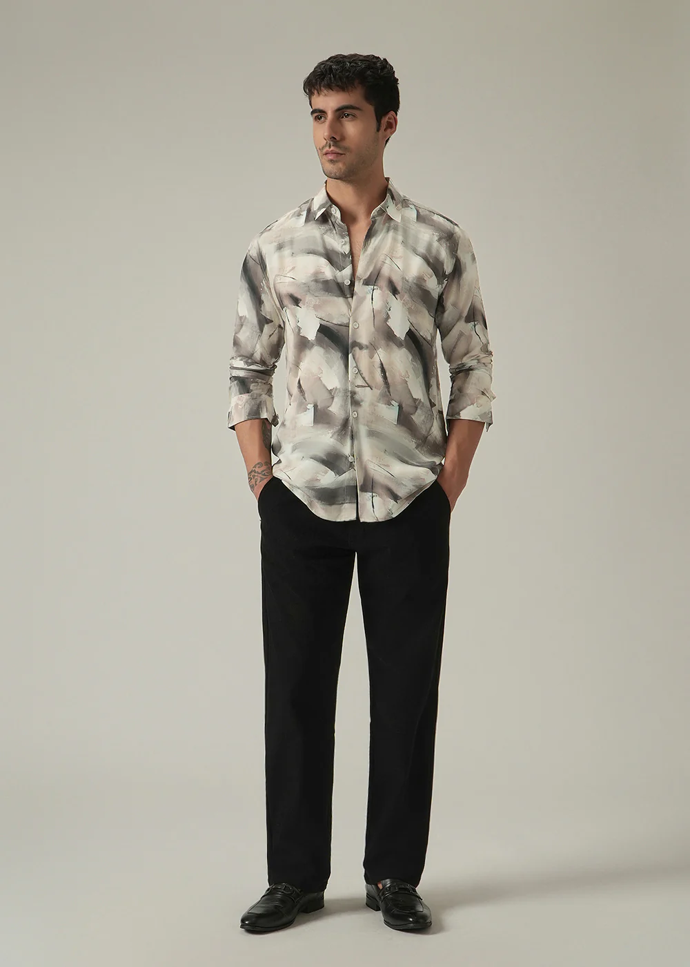 Brown Monochrome Print Shirt - Image 6