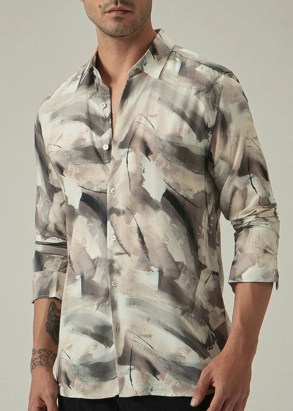 Brown Monochrome Print Shirt - Image 7