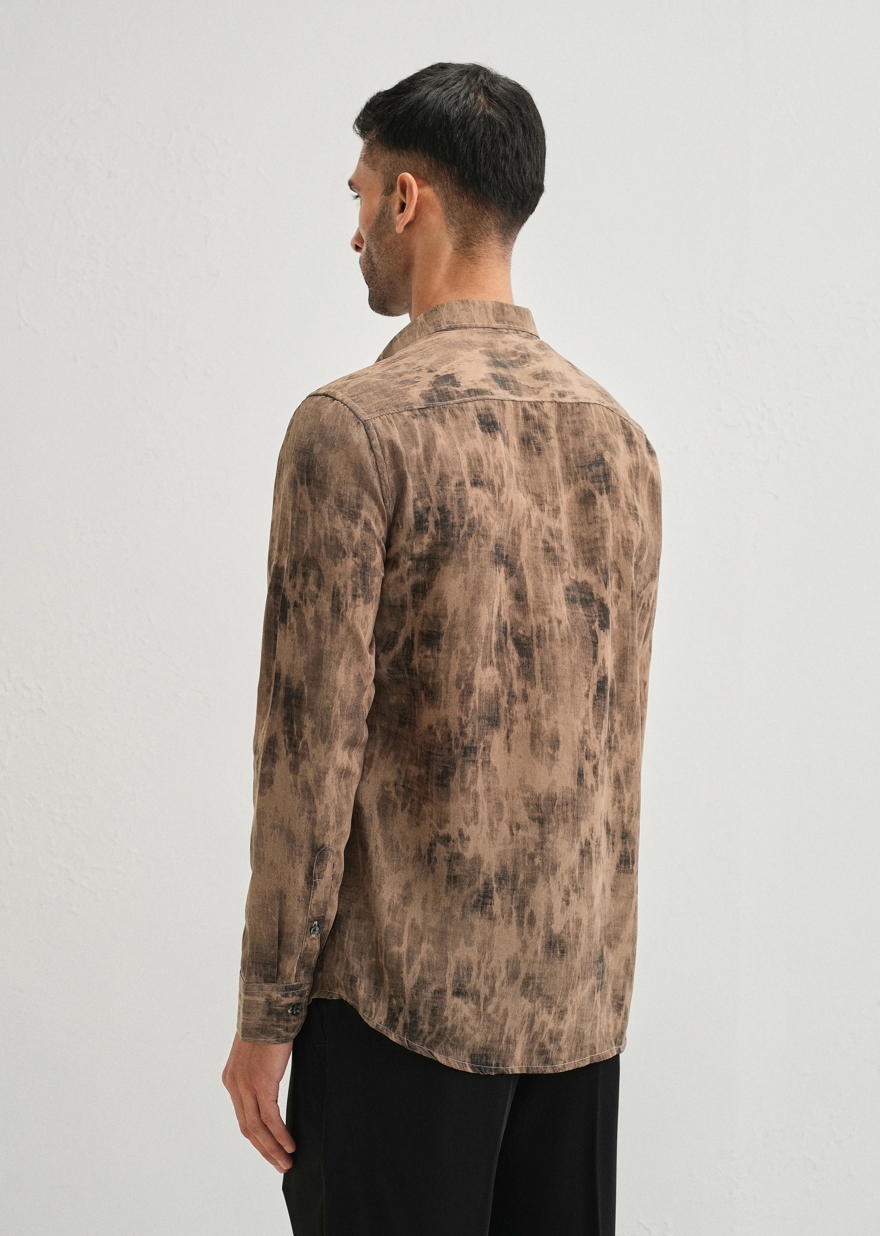Brown Multi Tone Abstract Printed Shirt - Image 2