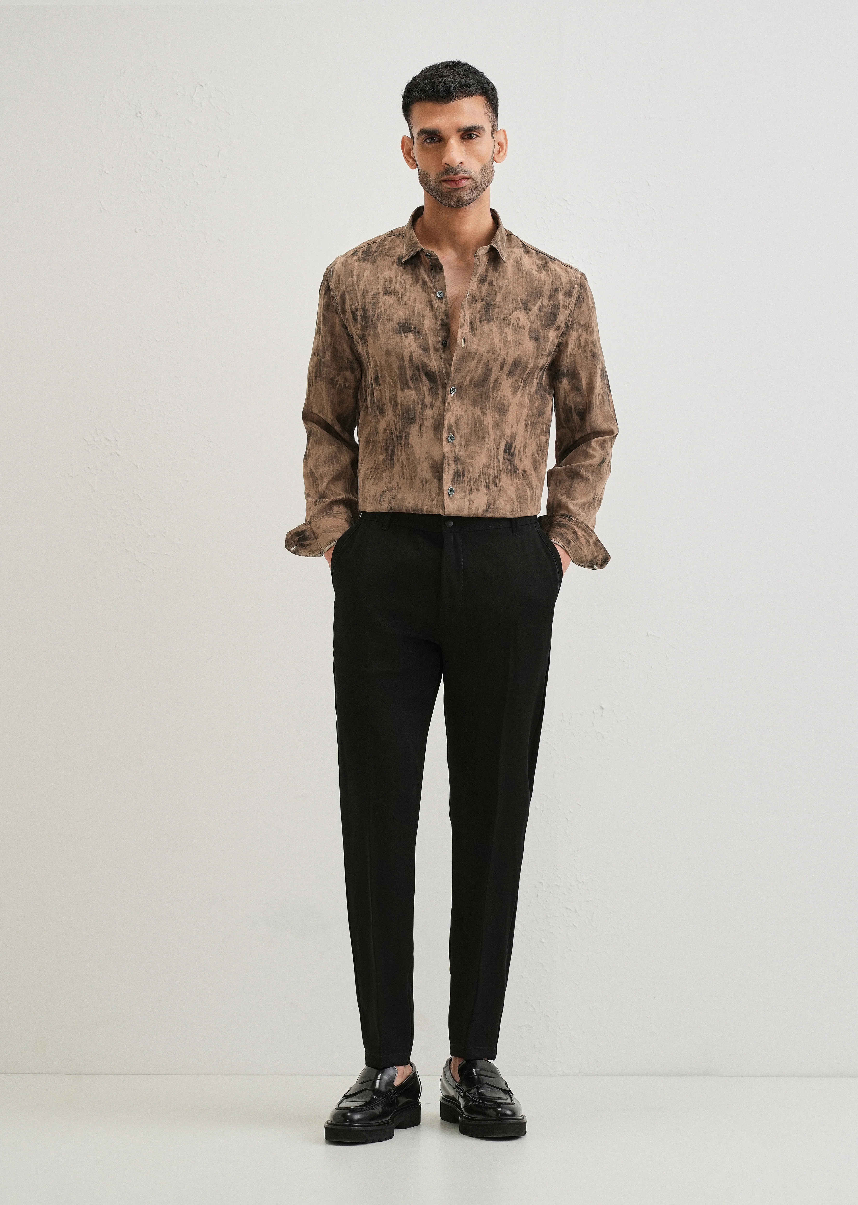 Brown Multi Tone Abstract Printed Shirt - Image 6