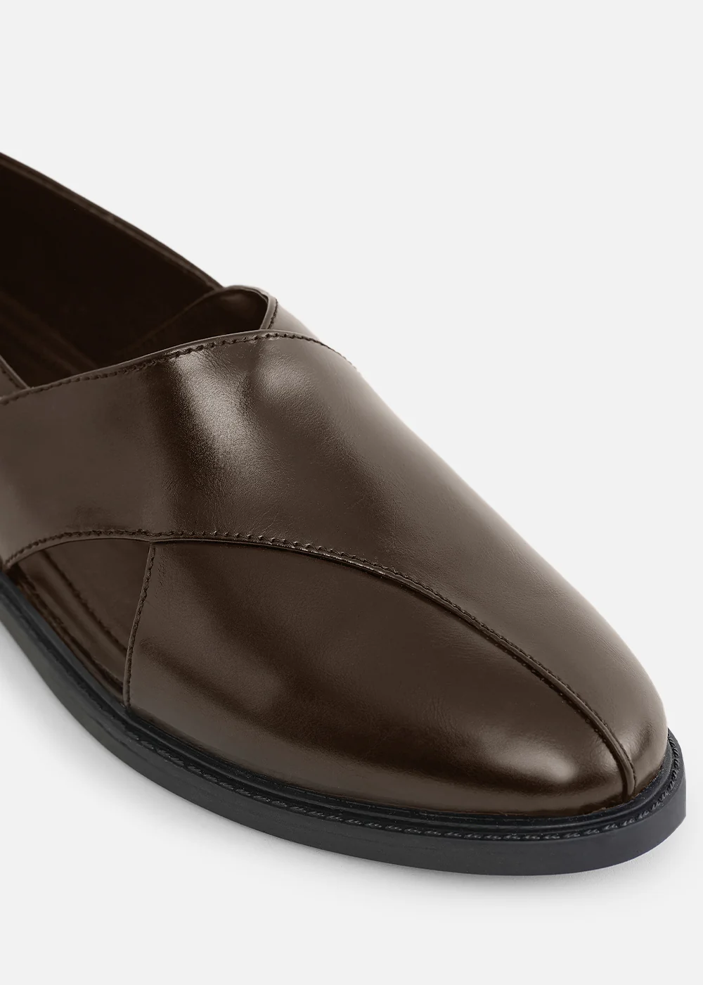 Brown Panel Cut Slip-On Shoes - Image 3