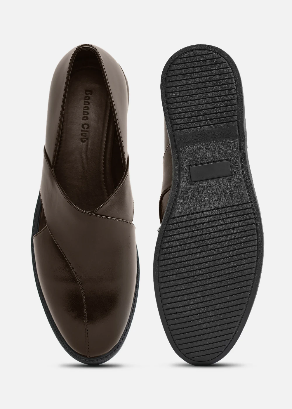 Brown Panel Cut Slip-On Shoes - Image 6