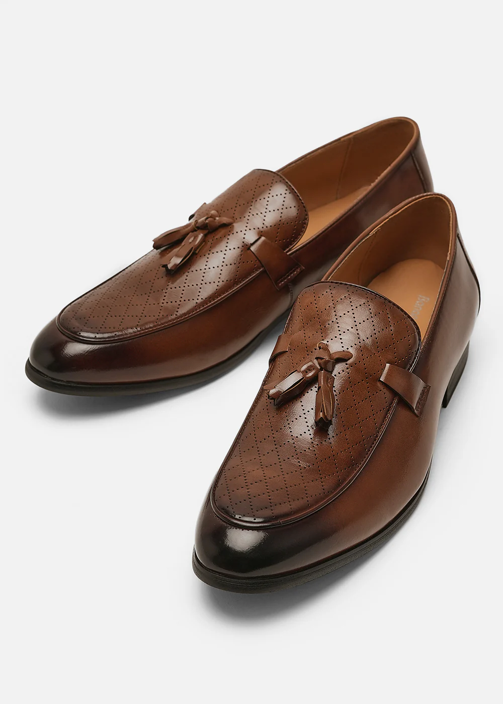 Brown Perforated Tassel Loafers - Image 4