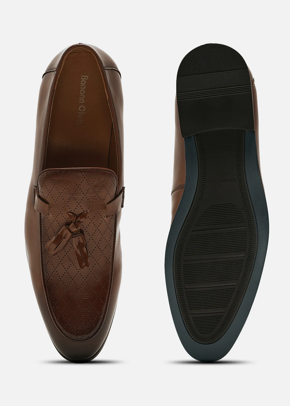 Brown Perforated Tassel Loafers - Image 5