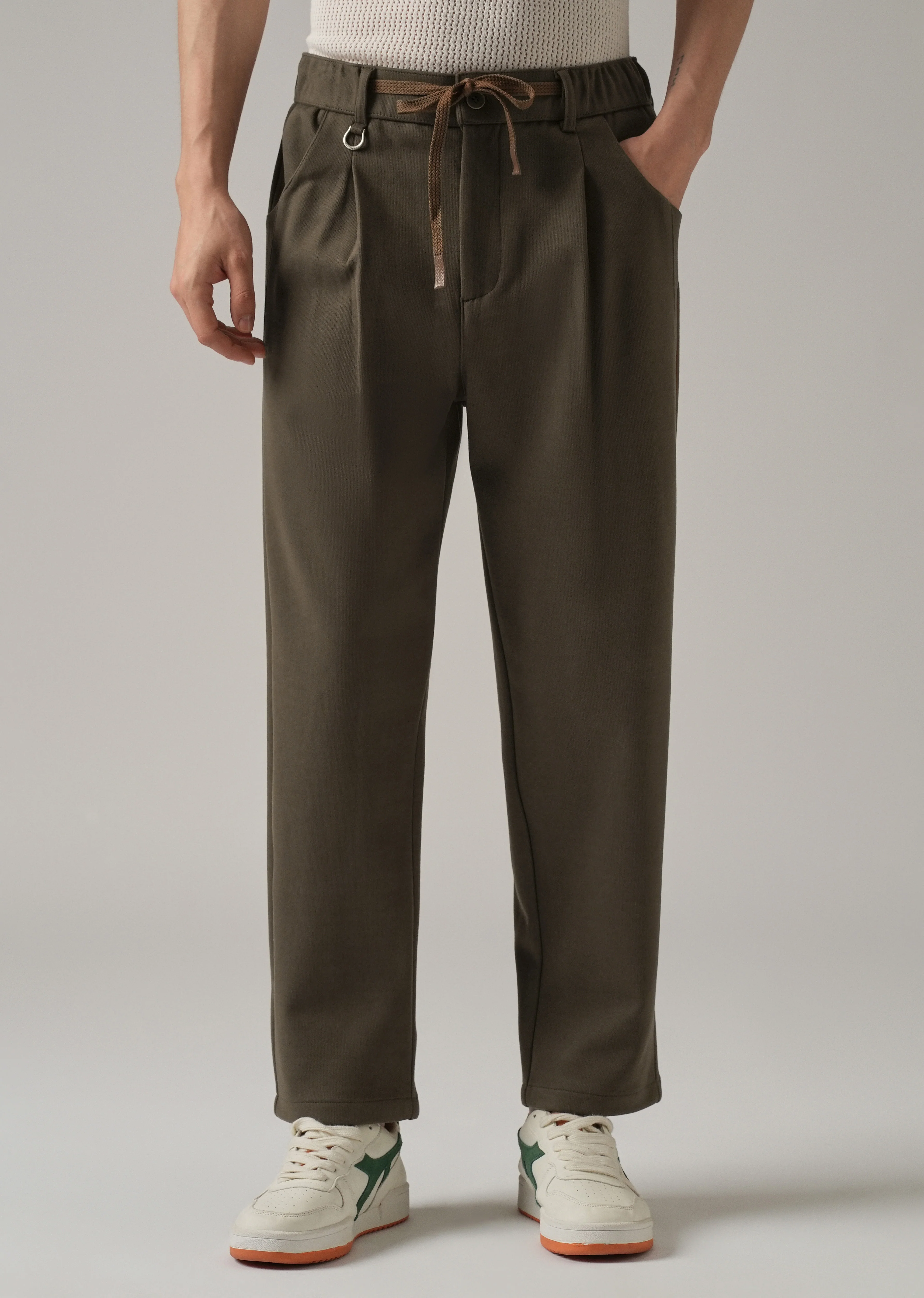 Brown Pin Stripe Suede Pant - Image 3