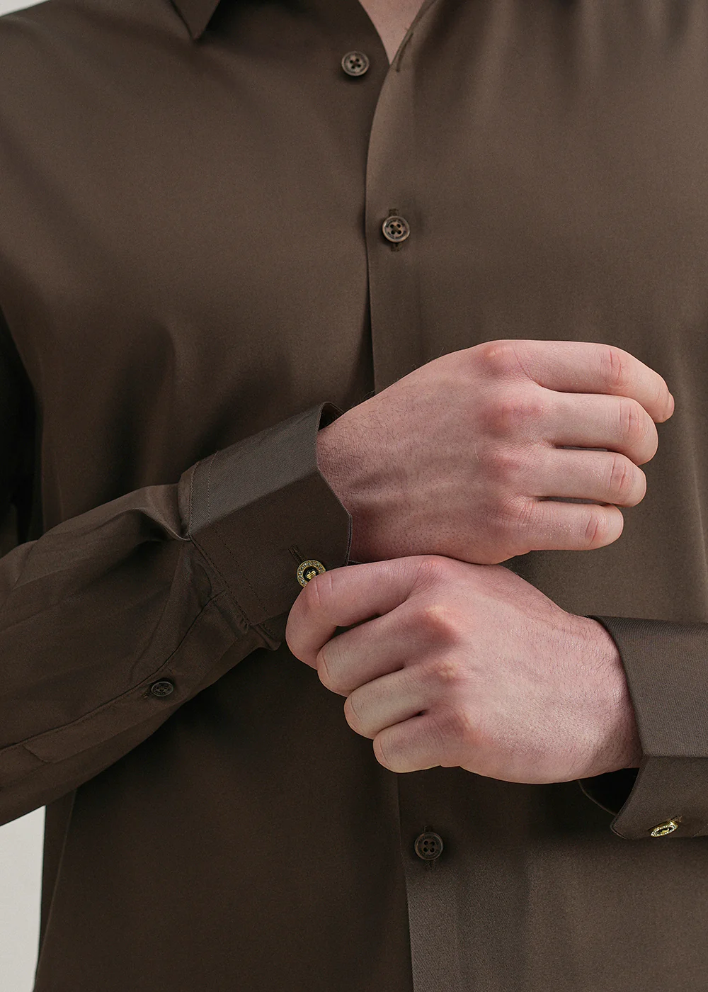 Brown Plain Stitchless Placket Shirt - Image 2