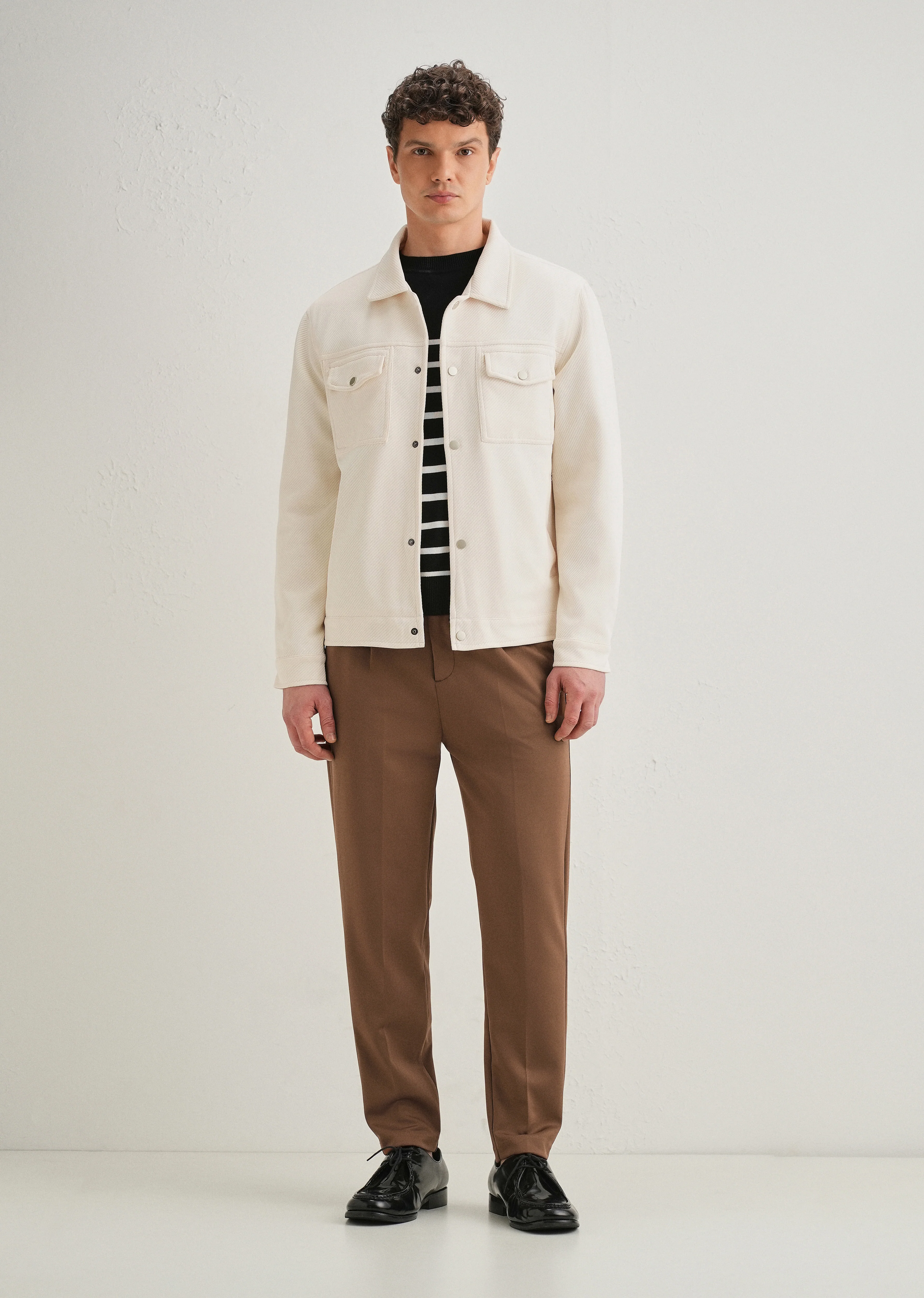Brown Pleated Relaxed Fit Trousers - Image 7