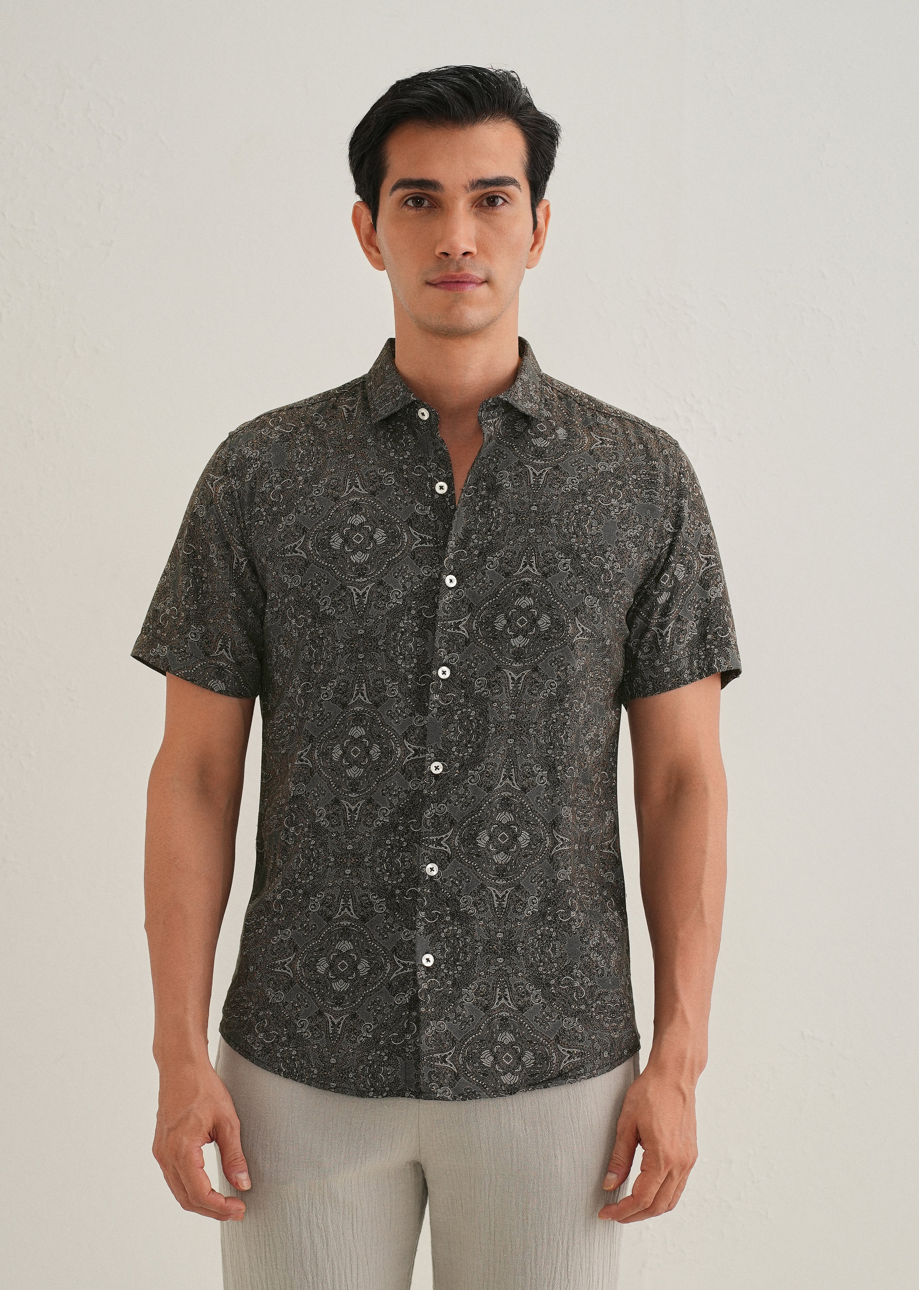 Brown Print Shirt - Image 3