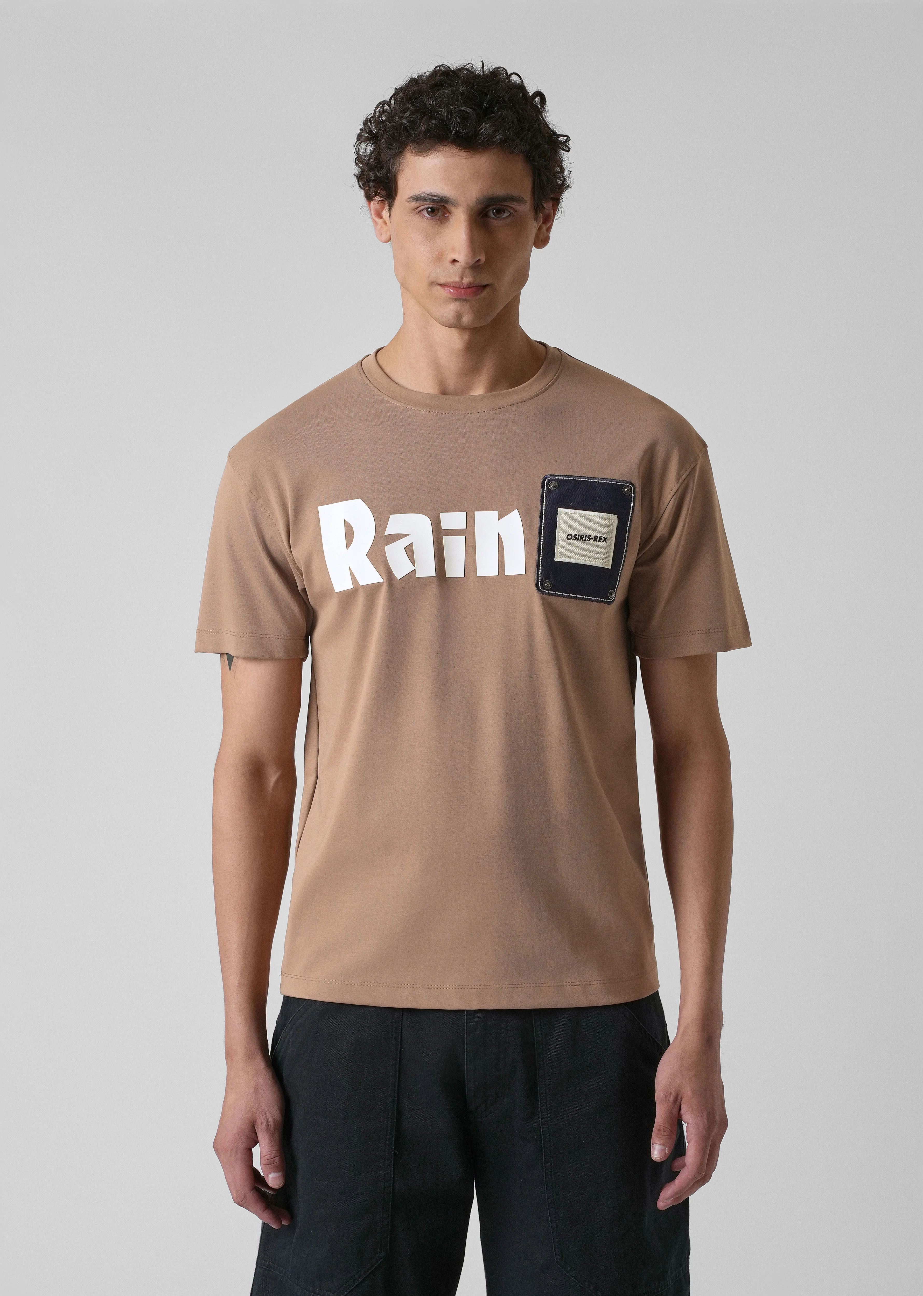 Brown Printed Patch Slim Fit T-shirt - Image 3