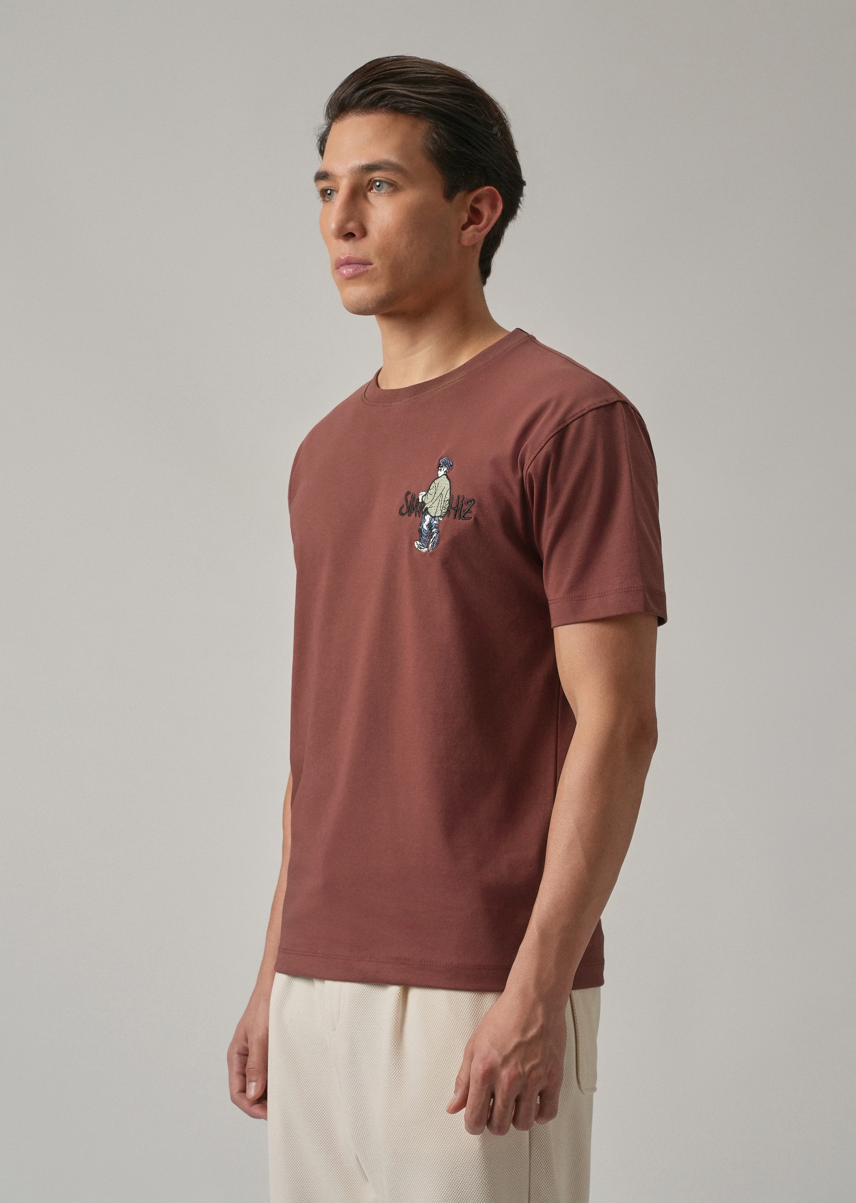 Brown Printed Slim Fit T-Shirt - Image 4