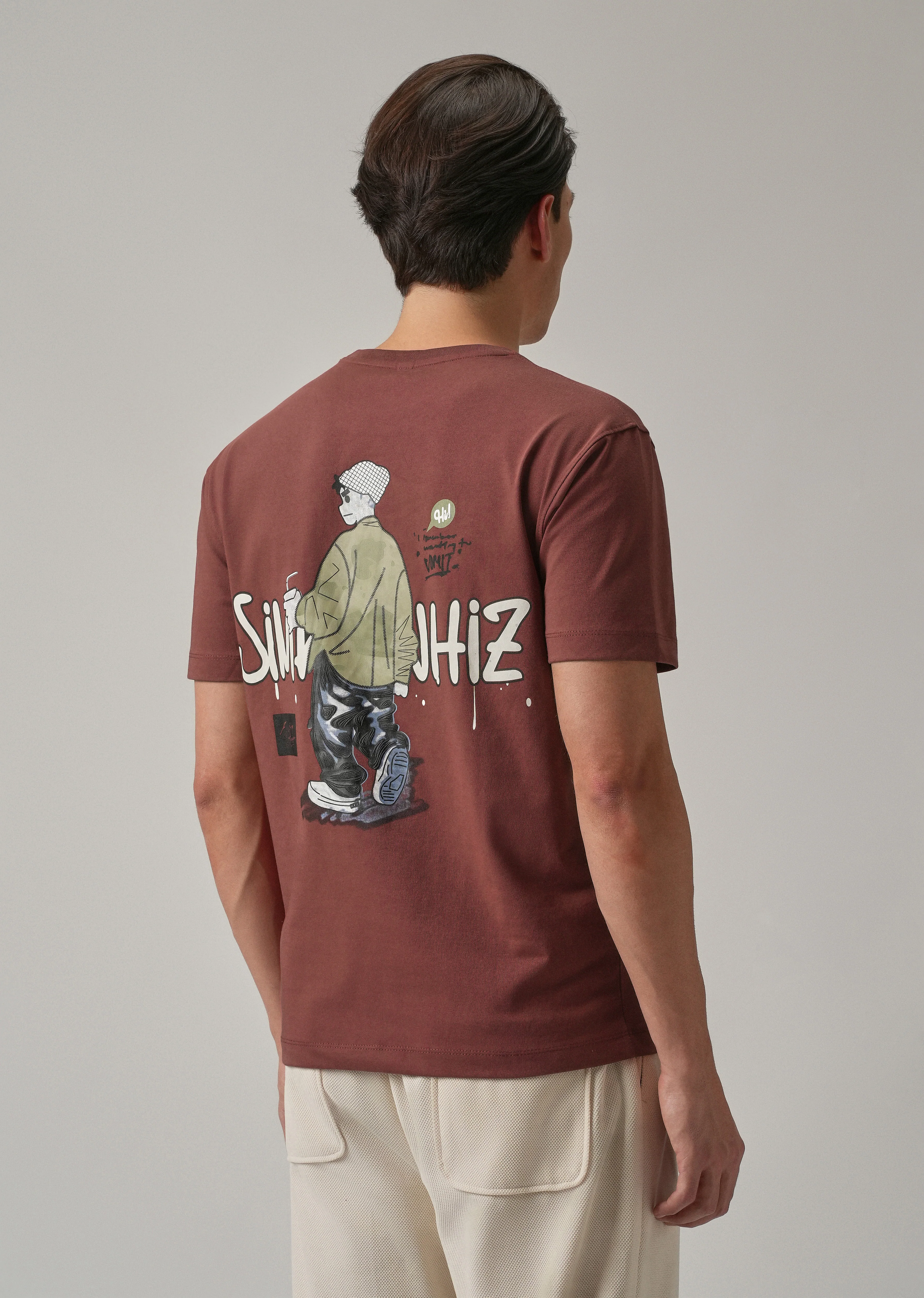 Brown Printed Slim Fit T-Shirt - Image 5