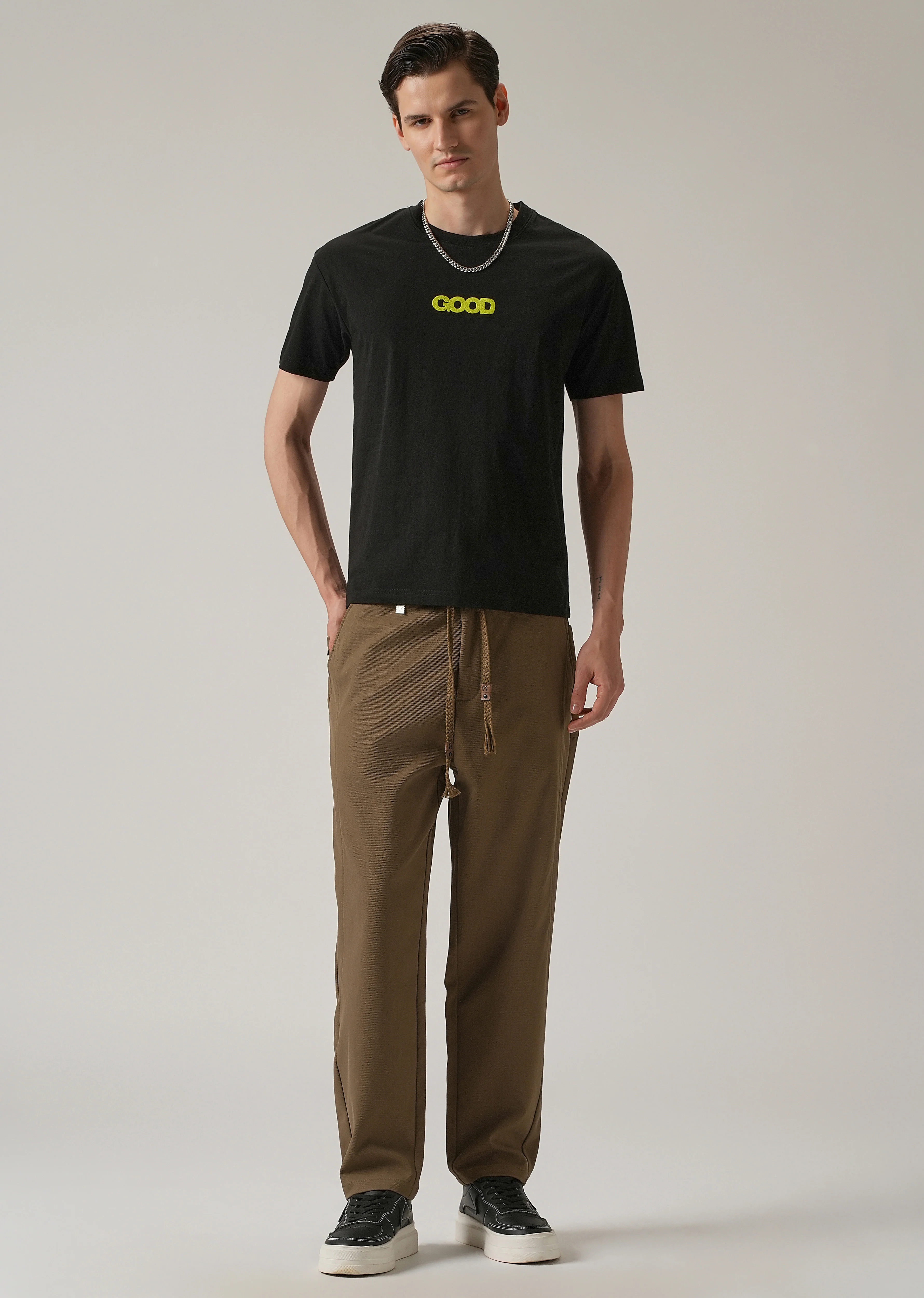 Brown Relaxed Fit Tie Waist Pant - Image 6