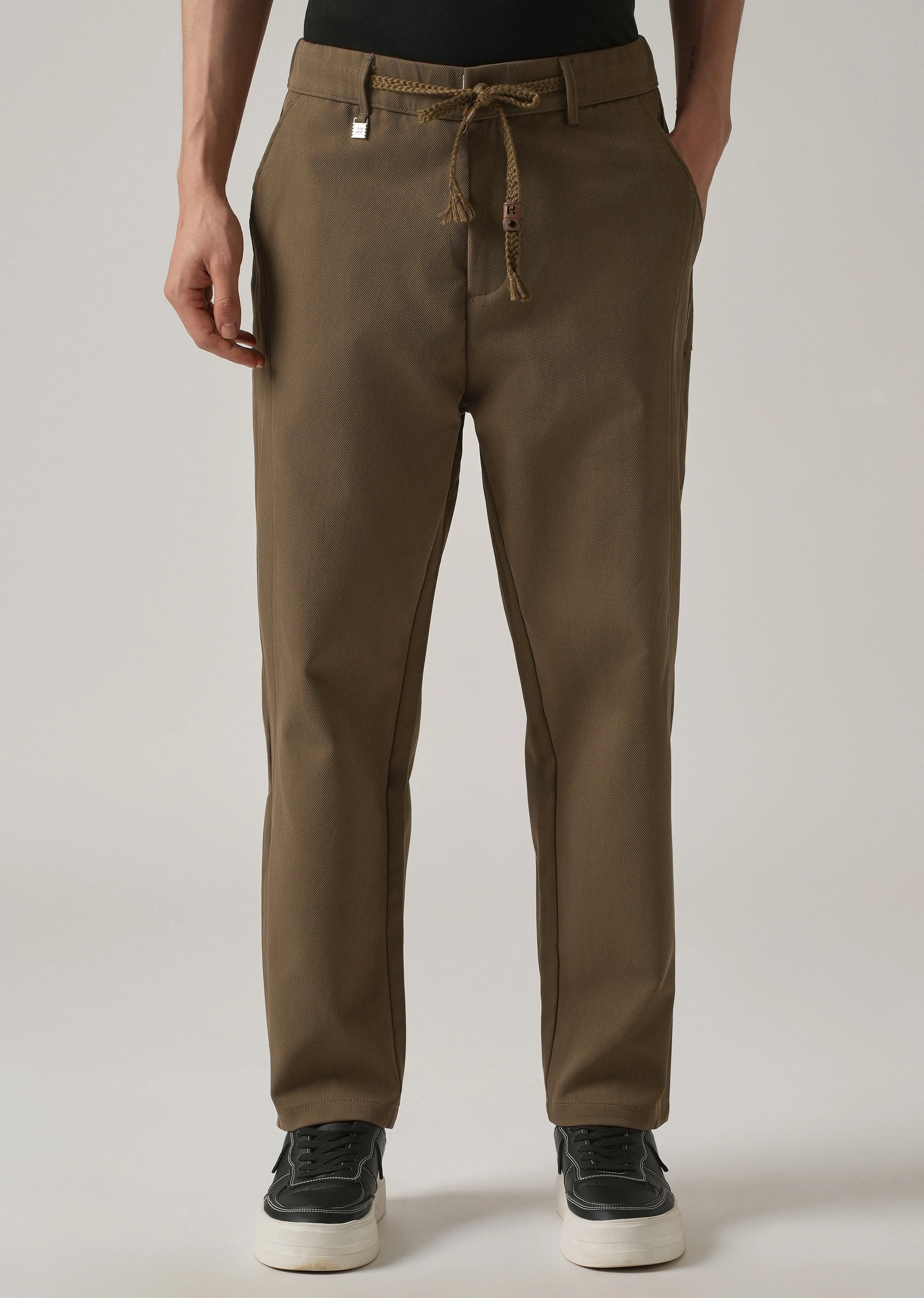 Brown Relaxed Fit Tie Waist Pant - Image 7