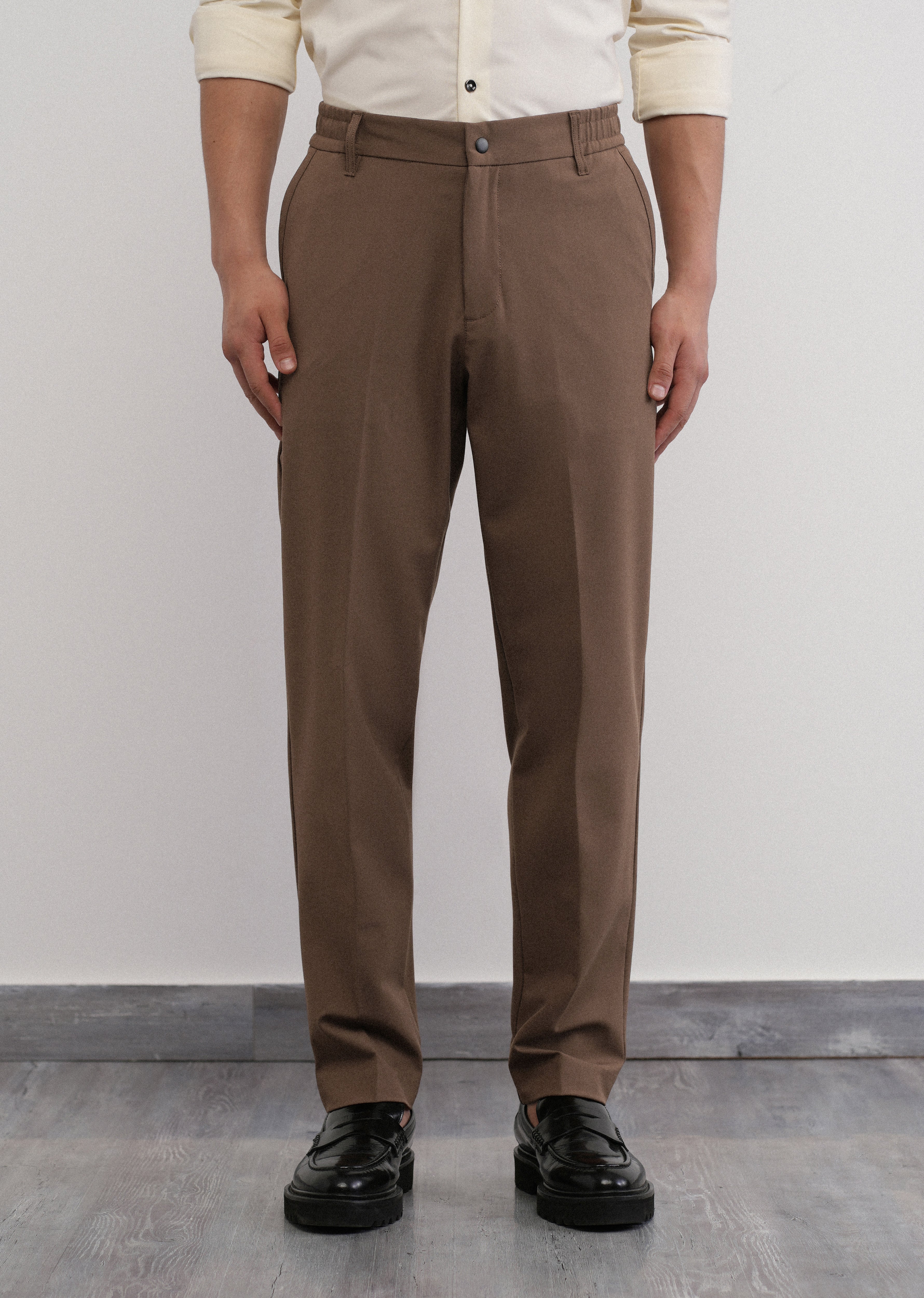 Brown Semi-Elastic Slim Fit Trouser - Image 3