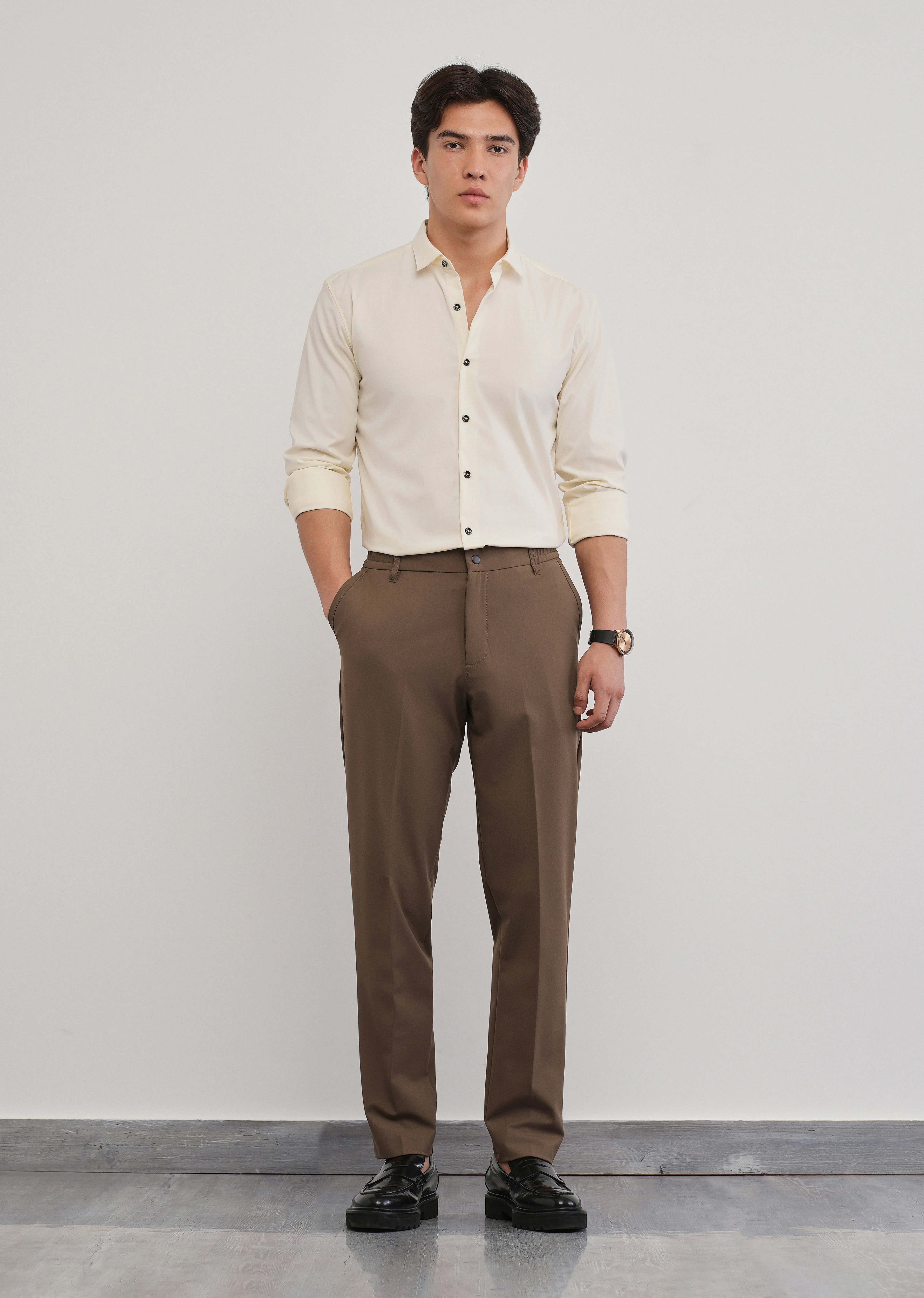 Brown Semi-Elastic Slim Fit Trouser - Image 6