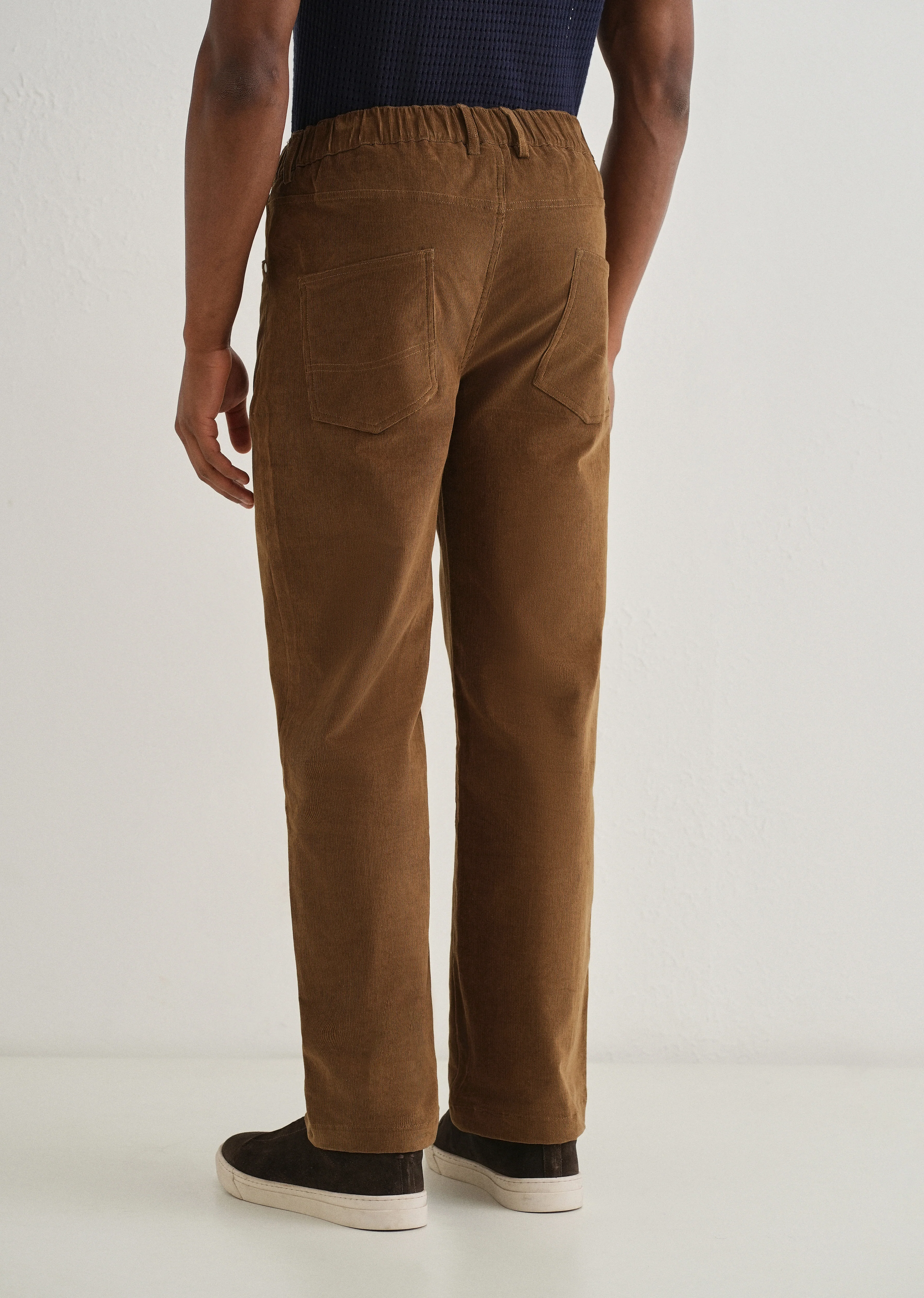 Brown Semi-Elasticated Corduroy Pant - Image 3