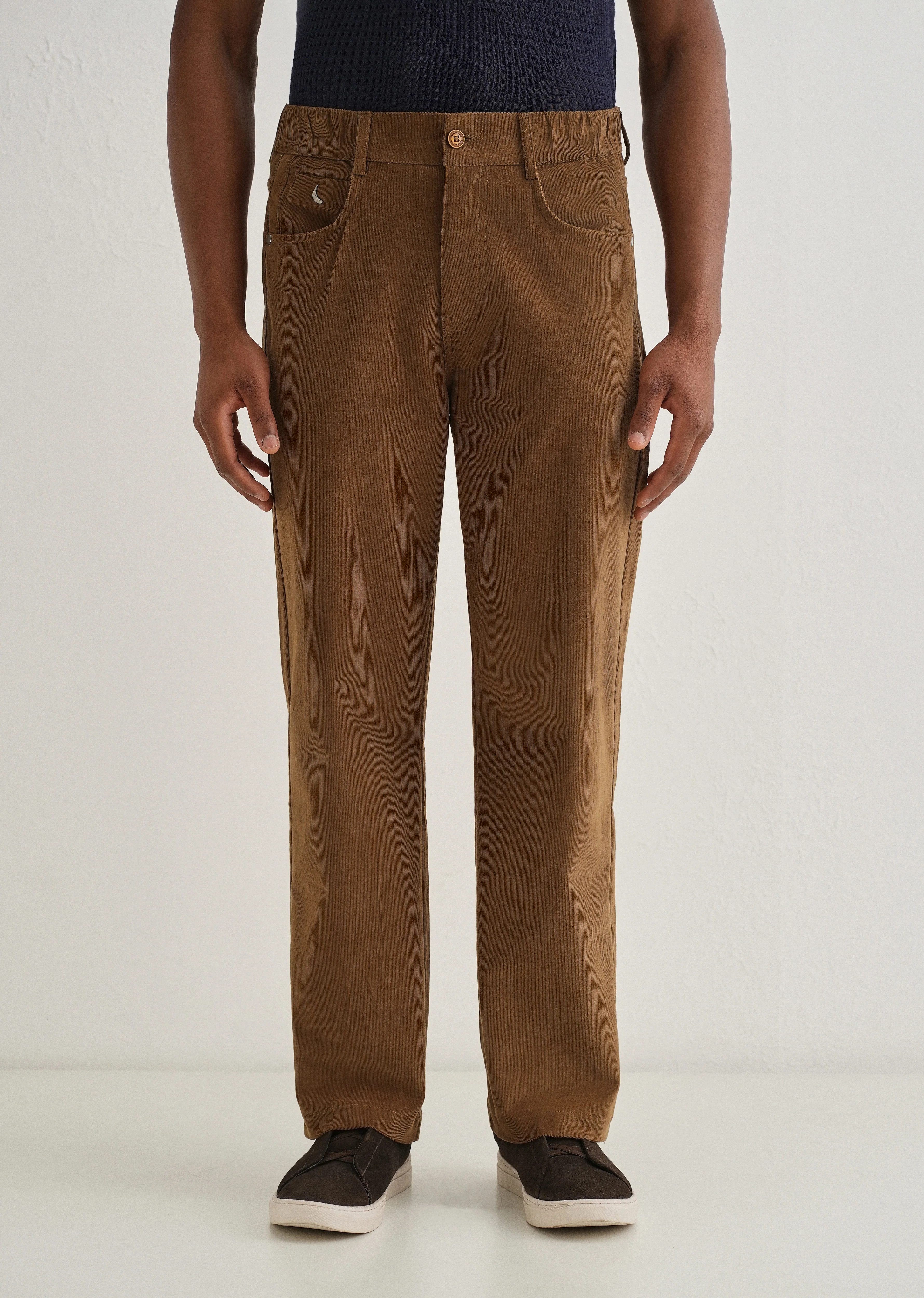 Brown Semi-Elasticated Corduroy Pant - Image 4