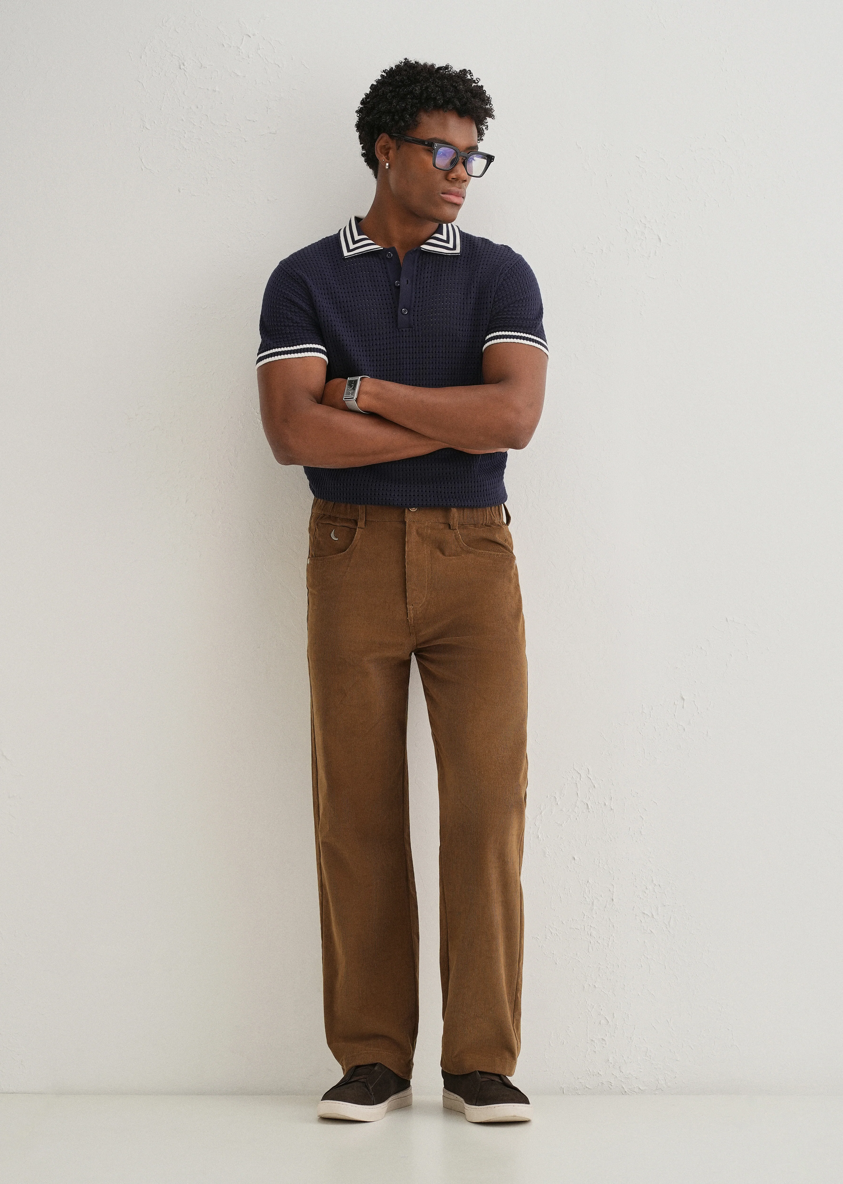 Brown Semi-Elasticated Corduroy Pant - Image 6