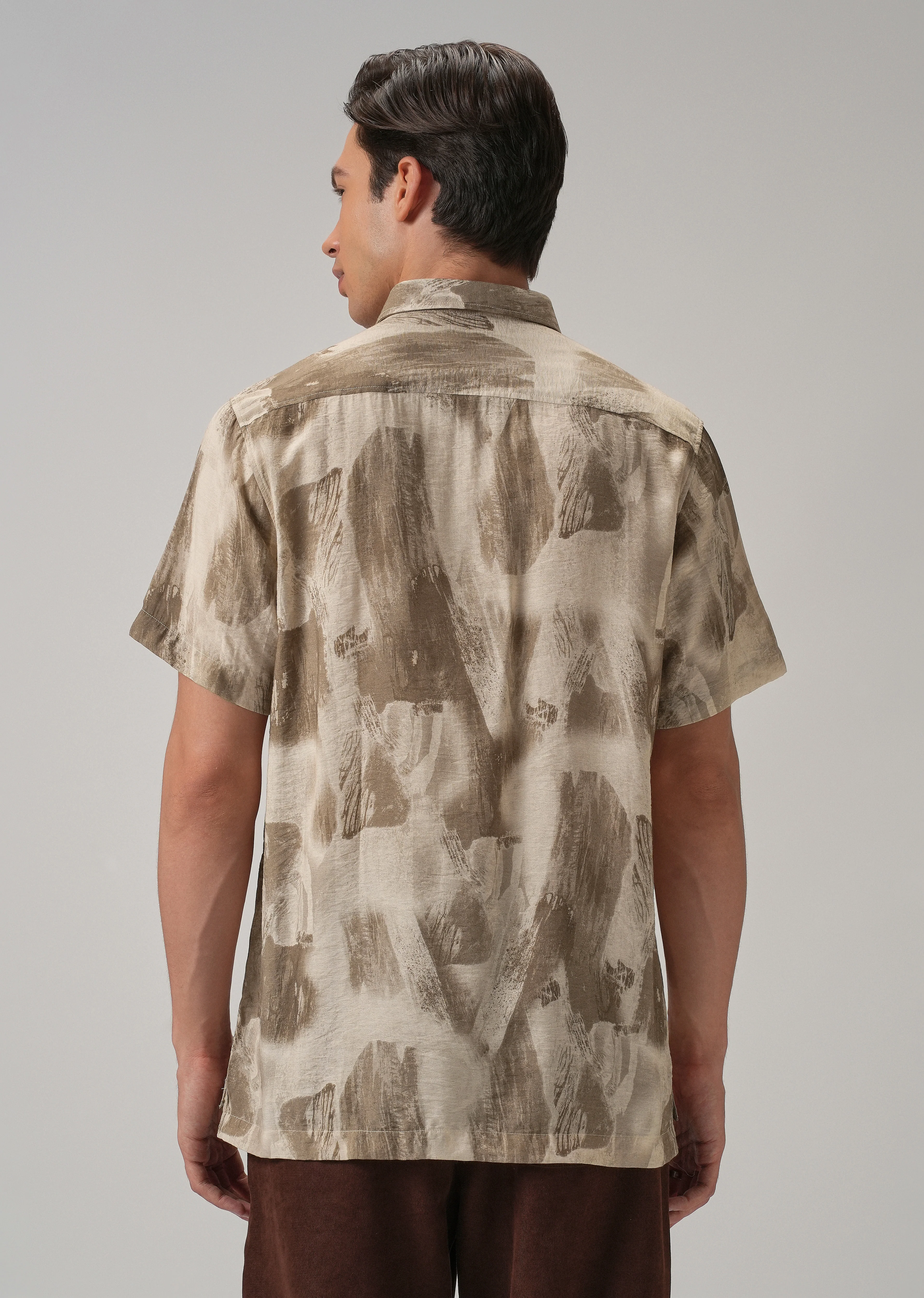 Brown Soft Stroke Printed Shirt - Image 2