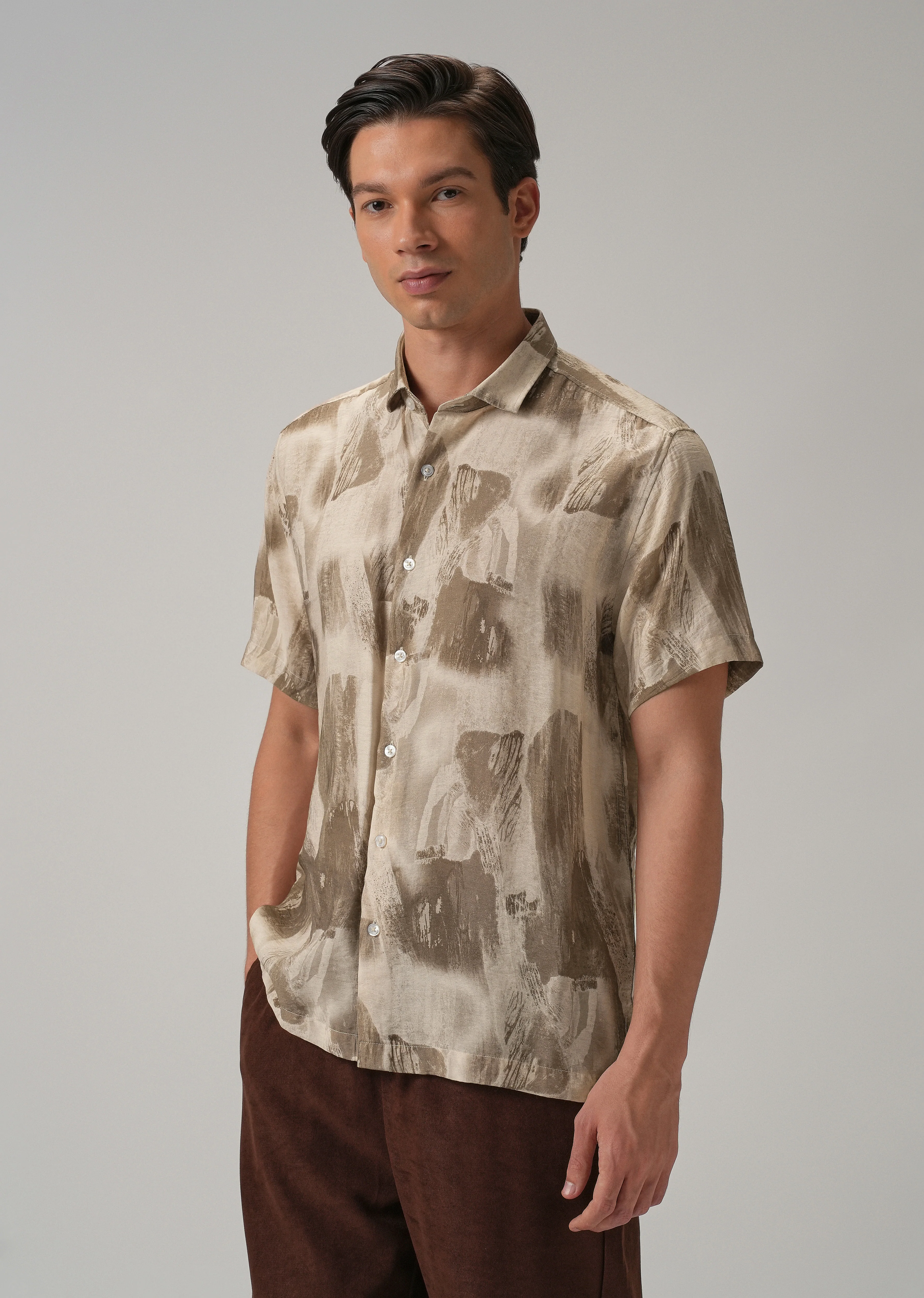 Brown Soft Stroke Printed Shirt - Image 4